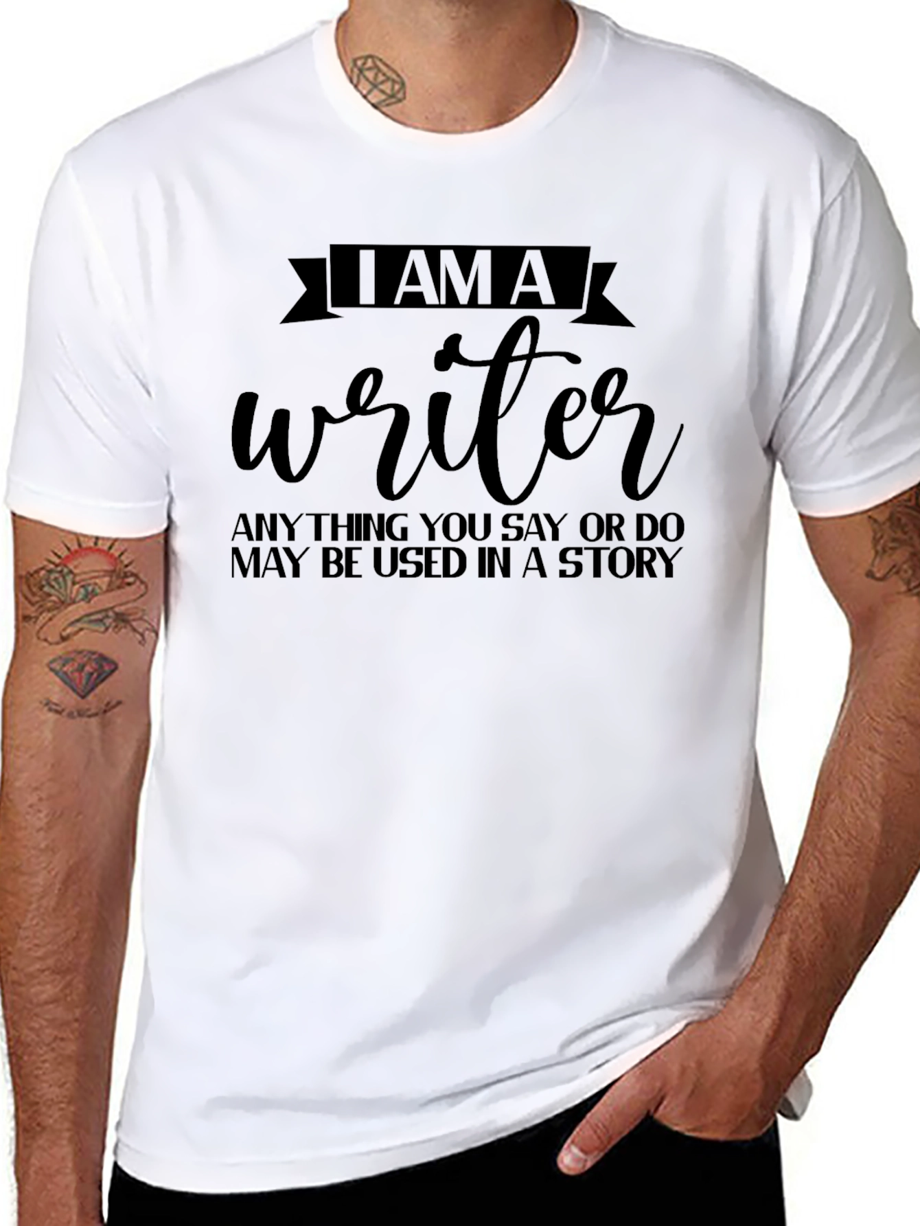Black I AM A Writer T-Shirt, Story Inspiration Tee view 8