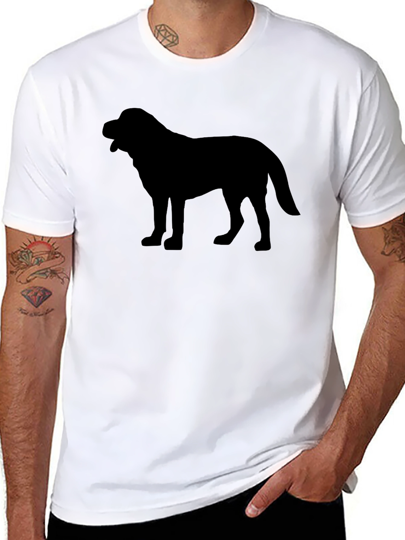 Black Dog Silhouette Graphic Tee - Classic Black T-Shirt view 8
