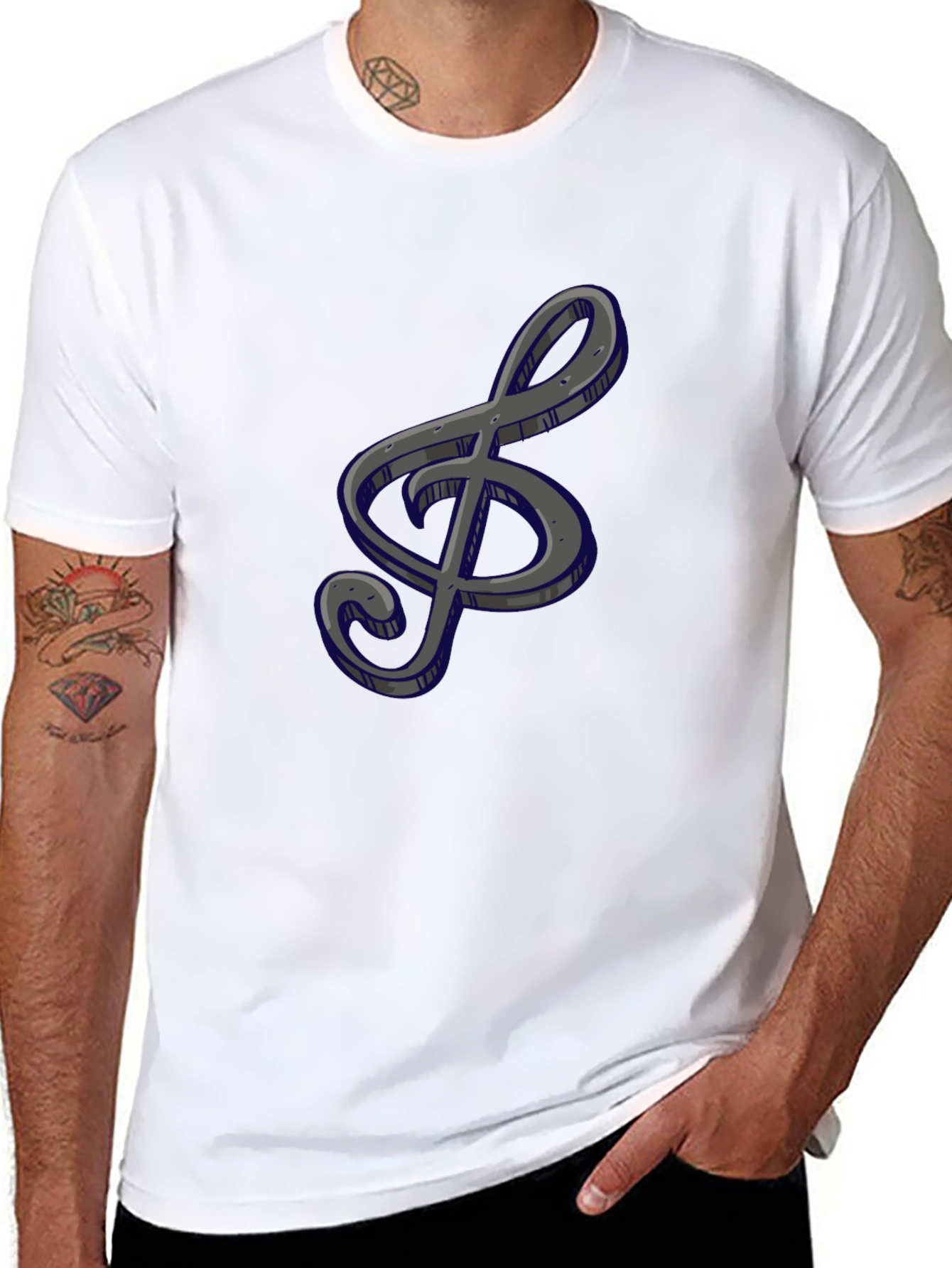 Black Treble Clef Graphic Tee view 8