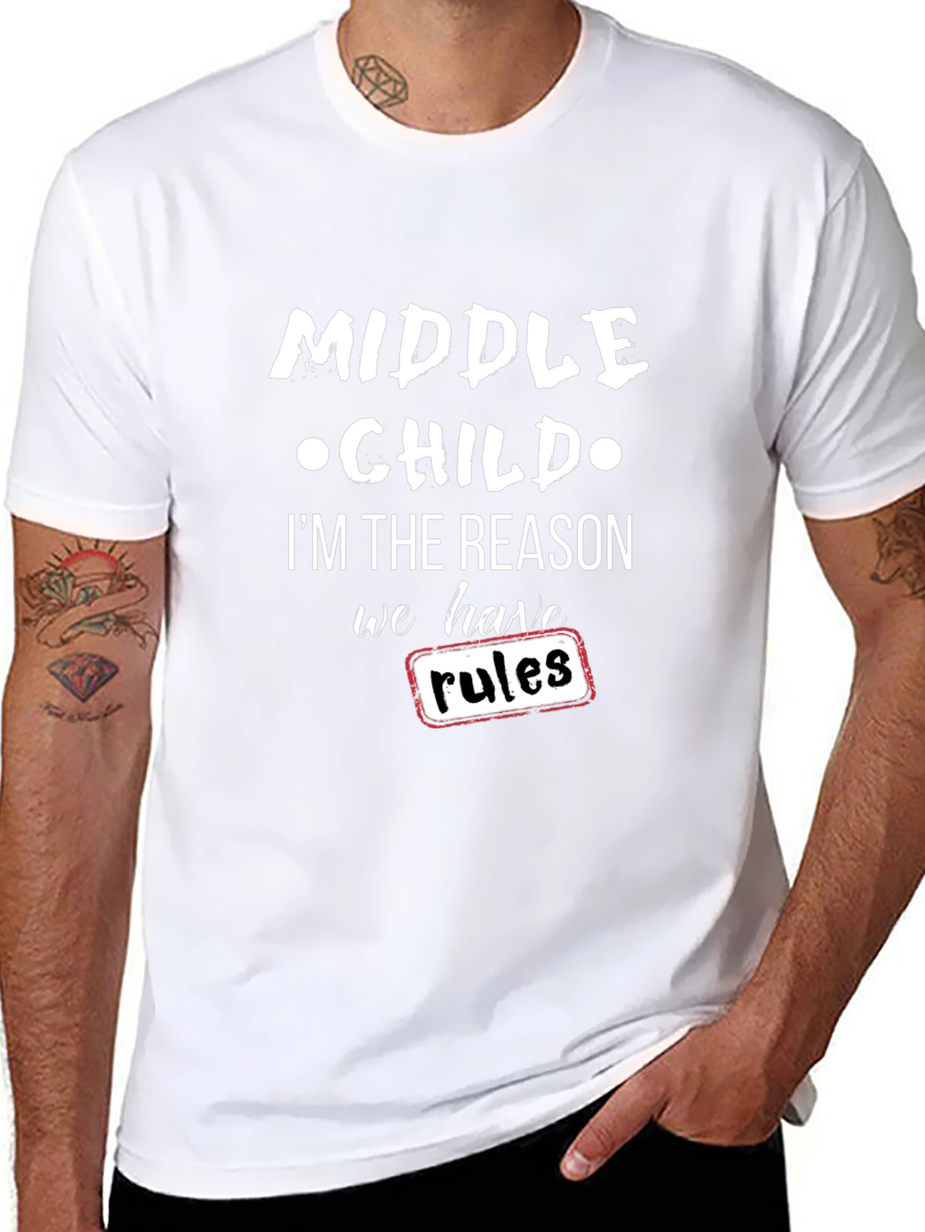 Black Middle Child Reason for Rules Black T-Shirt view 8