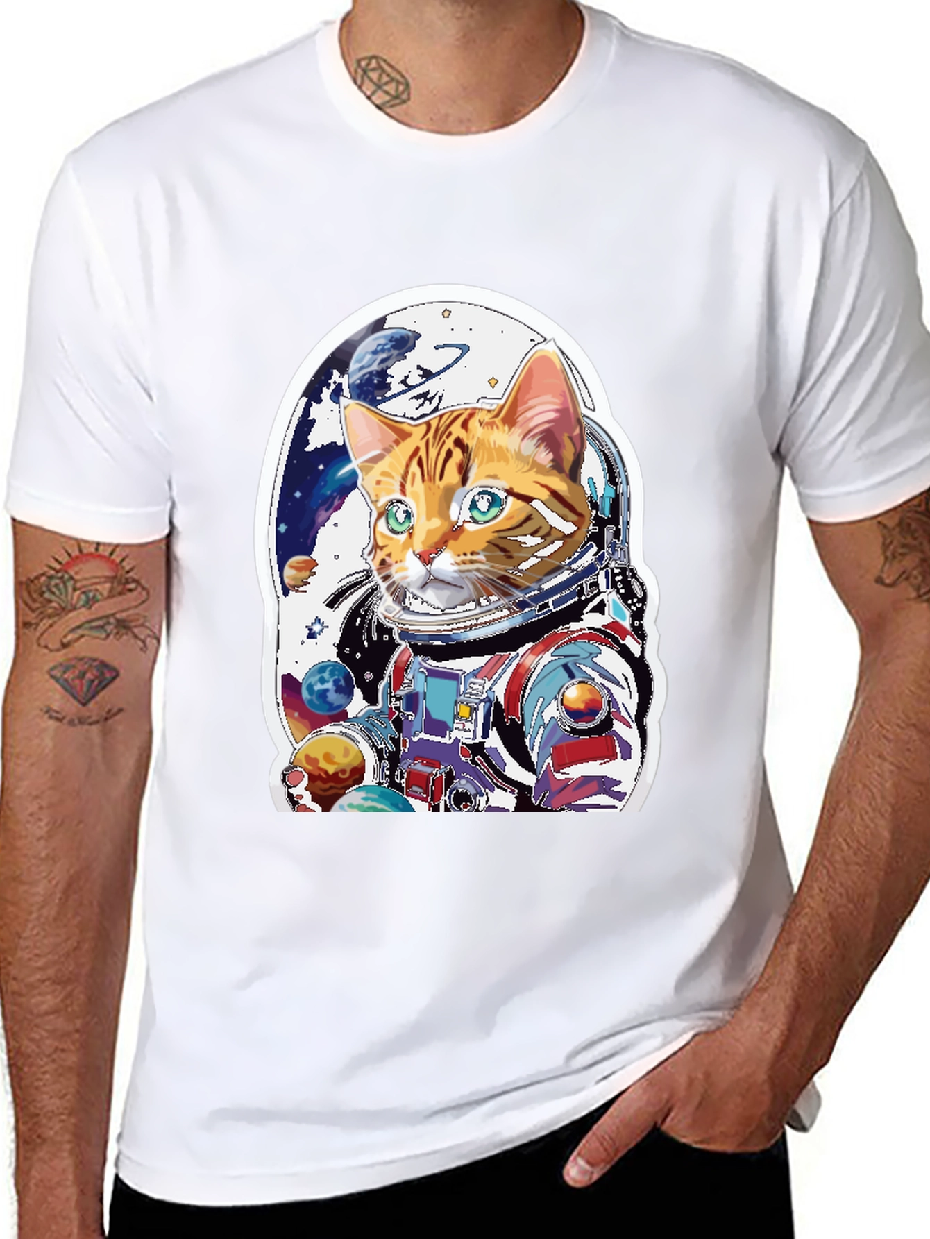 Black Cat Astronaut T-Shirt - Space Explorer Kitty Tee view 8
