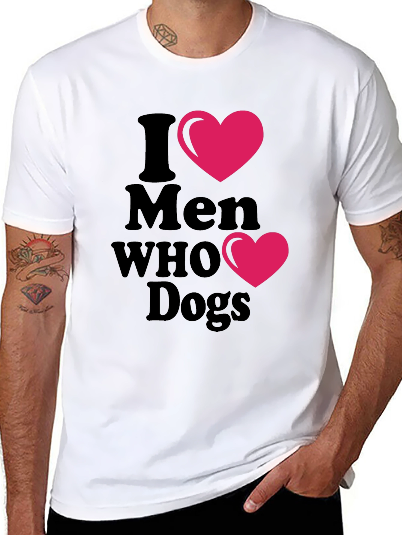 Black I Heart Men Who Love Dogs T-Shirt view 8