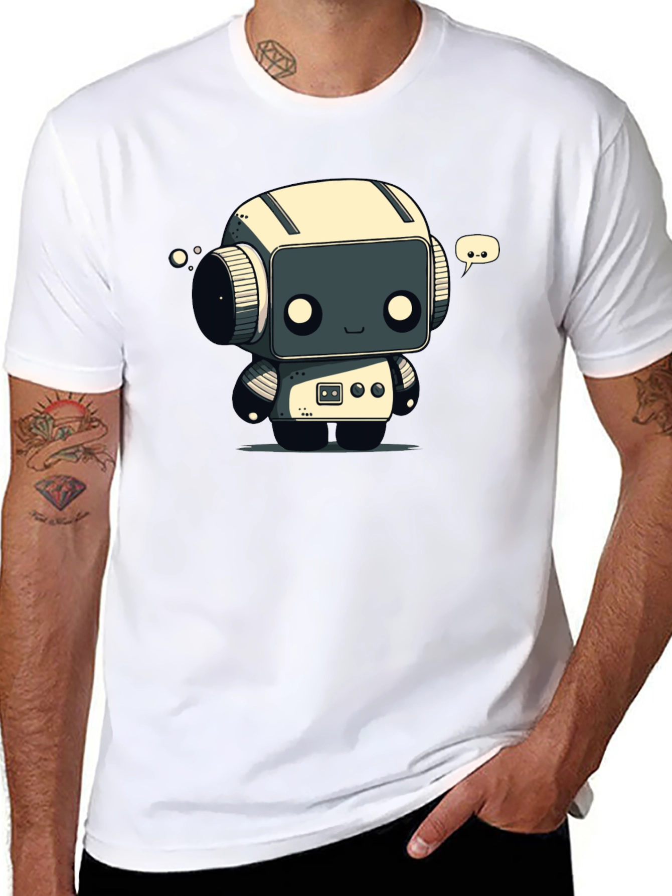 Black Robot T-Shirt - Black Graphic Tee view 8