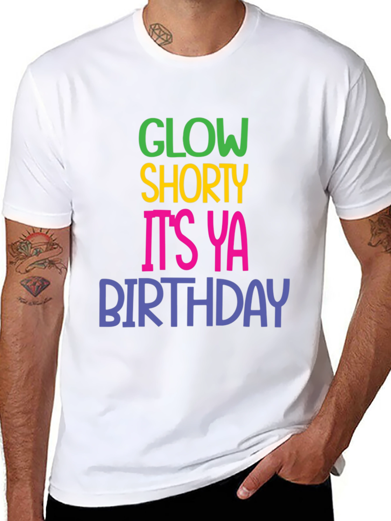 Black Glow Shorty Birthday Graphic T-Shirt view 8