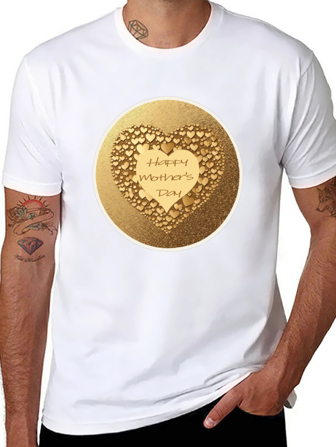 Black Happy Mother's Day Gold Heart Tee view 8