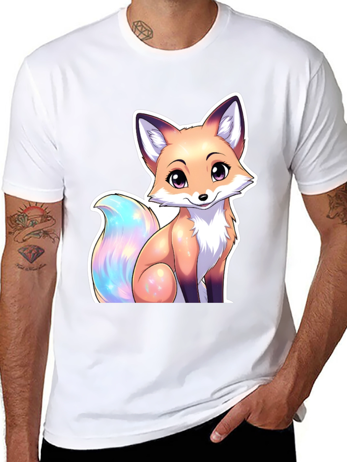 Black Cute Fox Graphic Tee - Stylish Animal Lover T-Shirt view 8