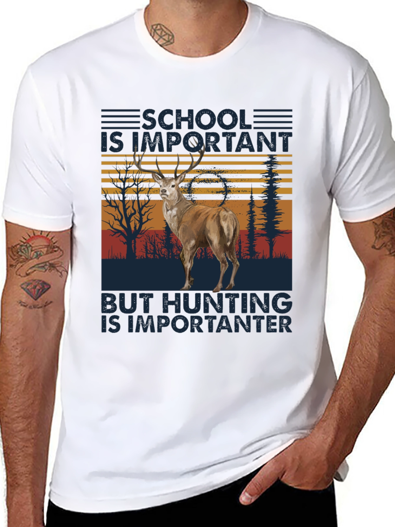 Black School Important Hunting Importanter Tee view 8