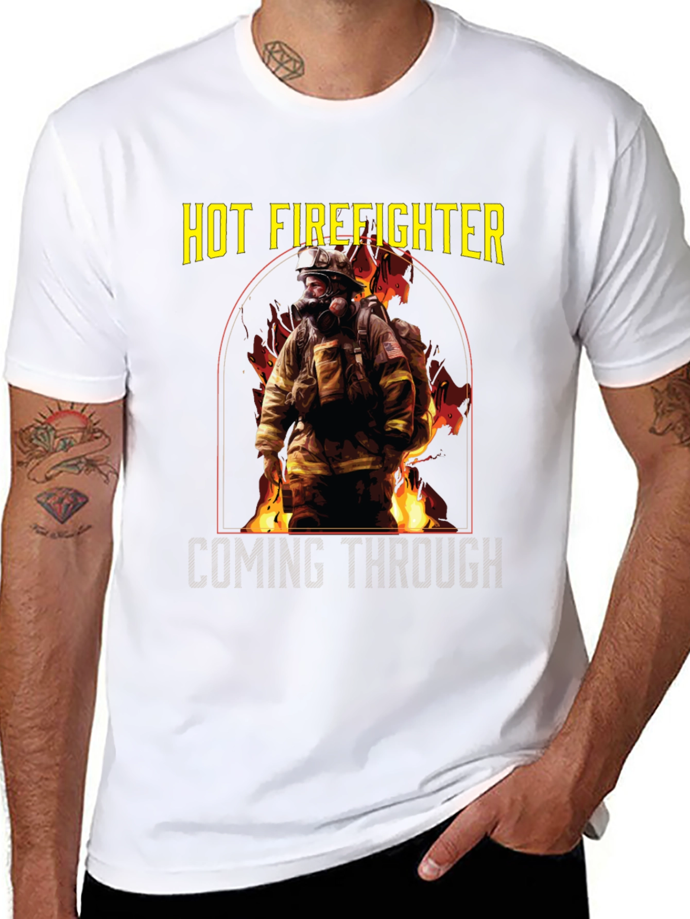 Black Hot Firefighter T-Shirt - Rescue Hero Tee view 8