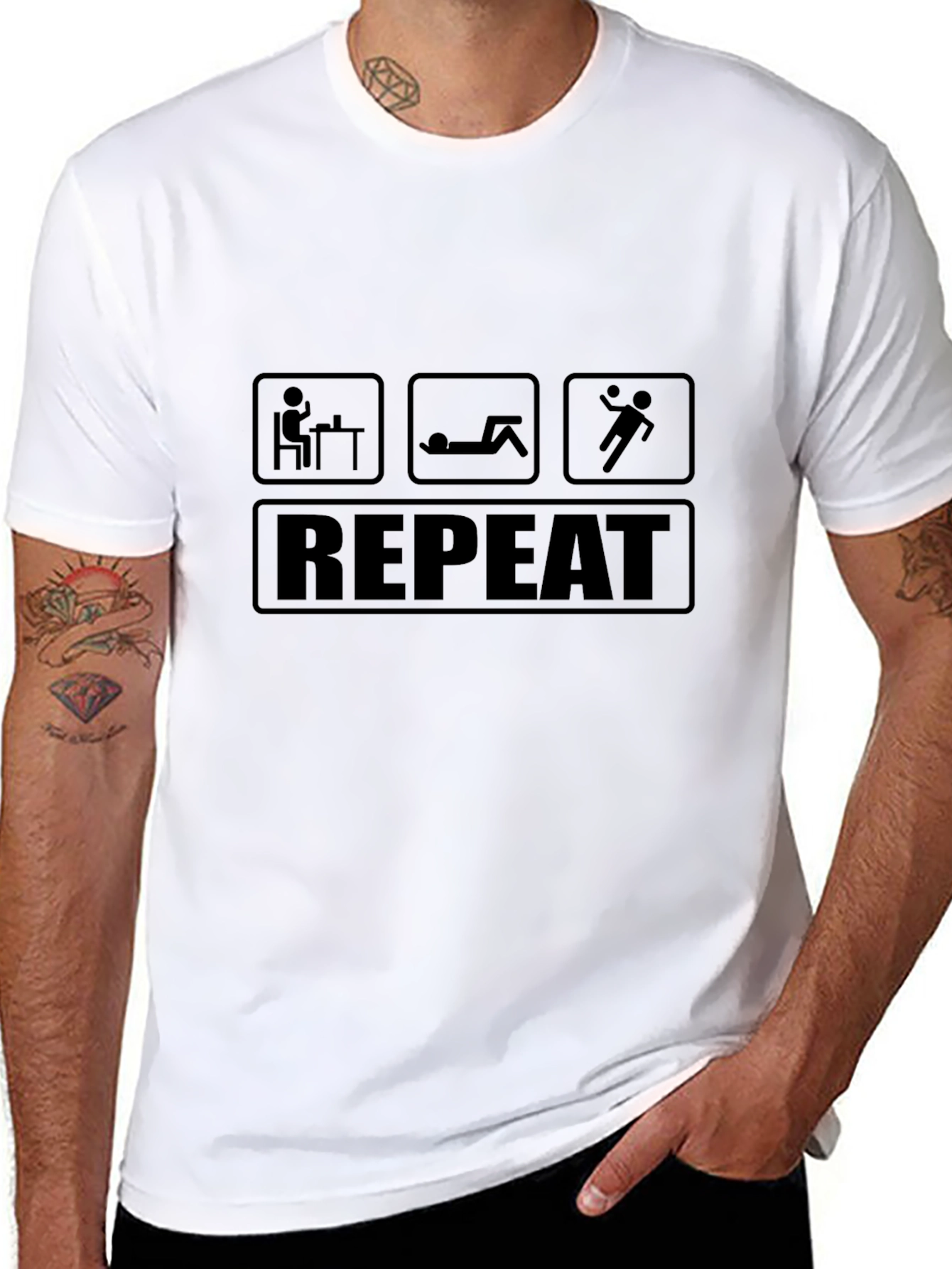 Black Work Sleep Repeat T-Shirt - Funny Sarcastic Tee view 8