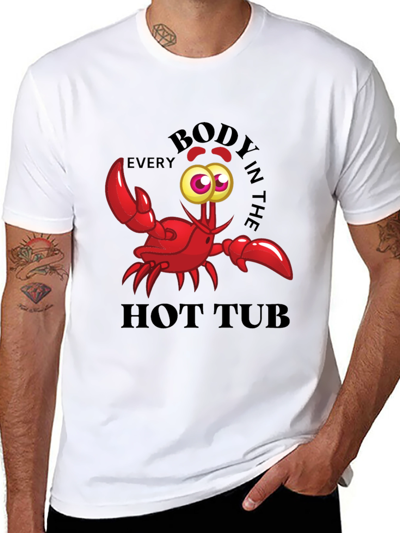 Black Funny Crab Hot Tub T-Shirt view 8