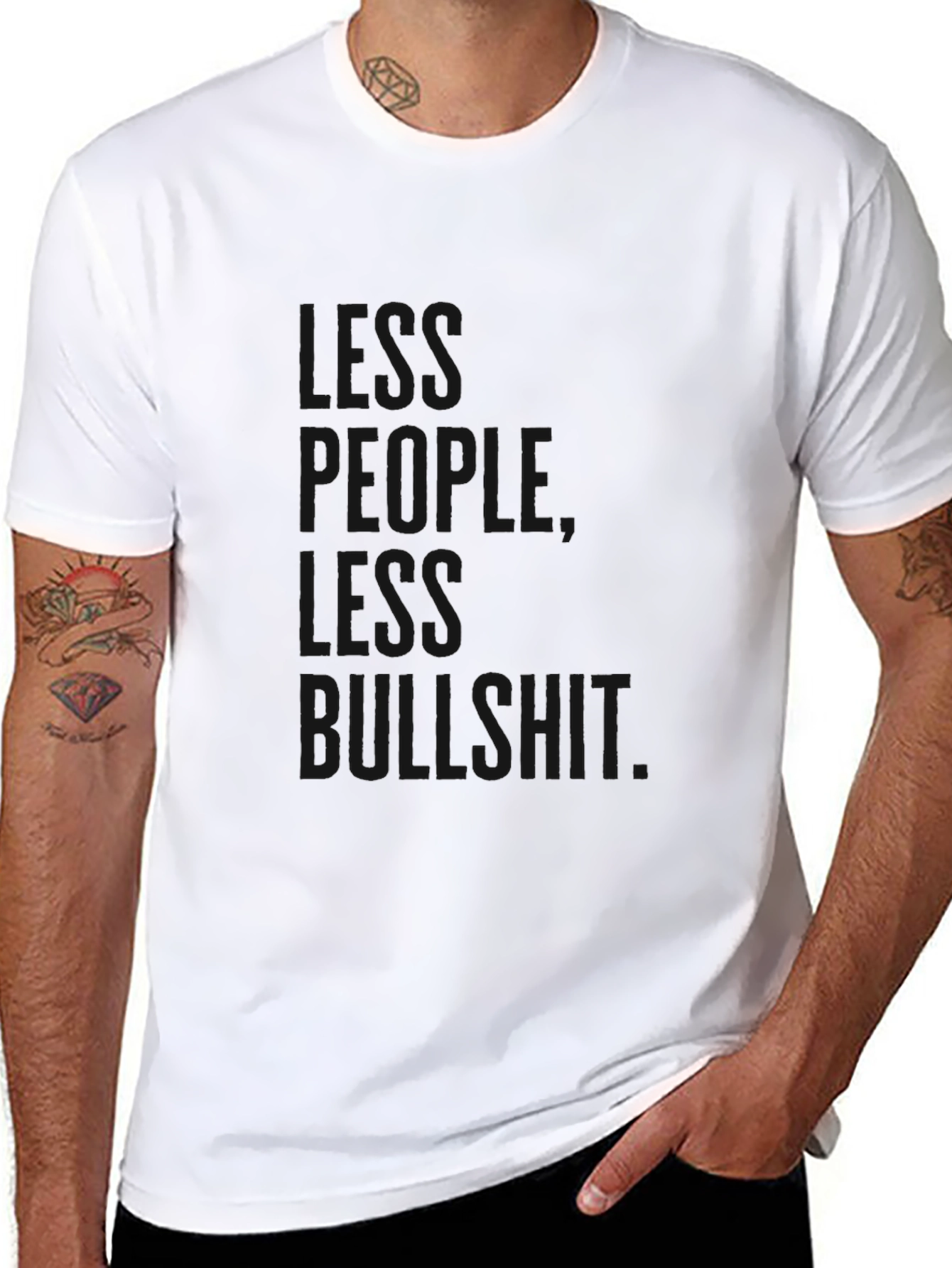 Black Black Graphic T-Shirt: People, Less Bullshit view 8