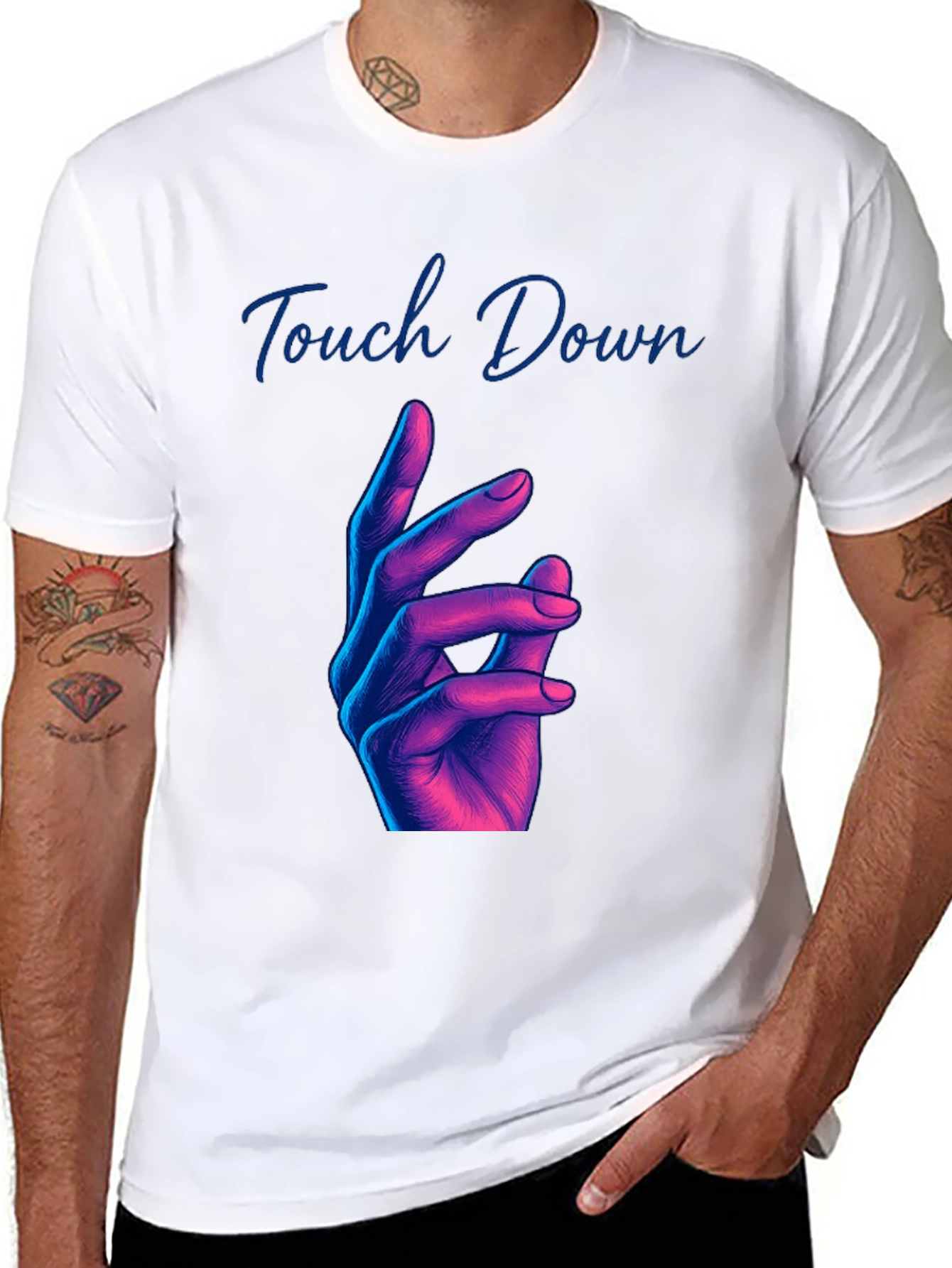 Black Touch Down Graphic Tee - Black Crew Neck view 8