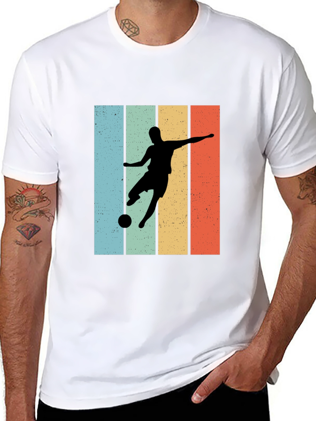 Black Retro Soccer Player Graphic Tee - Cool Casual Style view 8