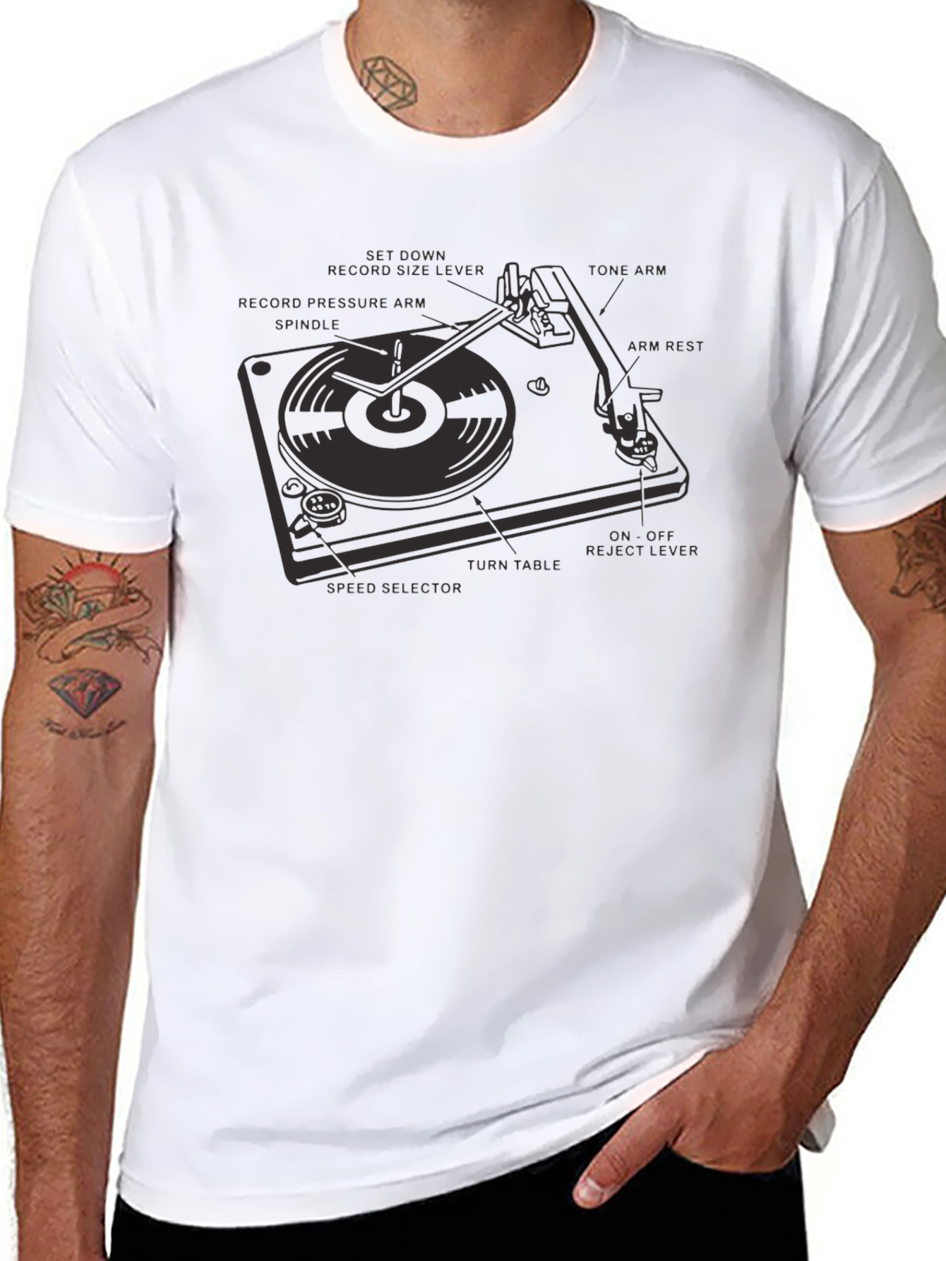 Black Turntable Anatomy Black T-Shirt view 8