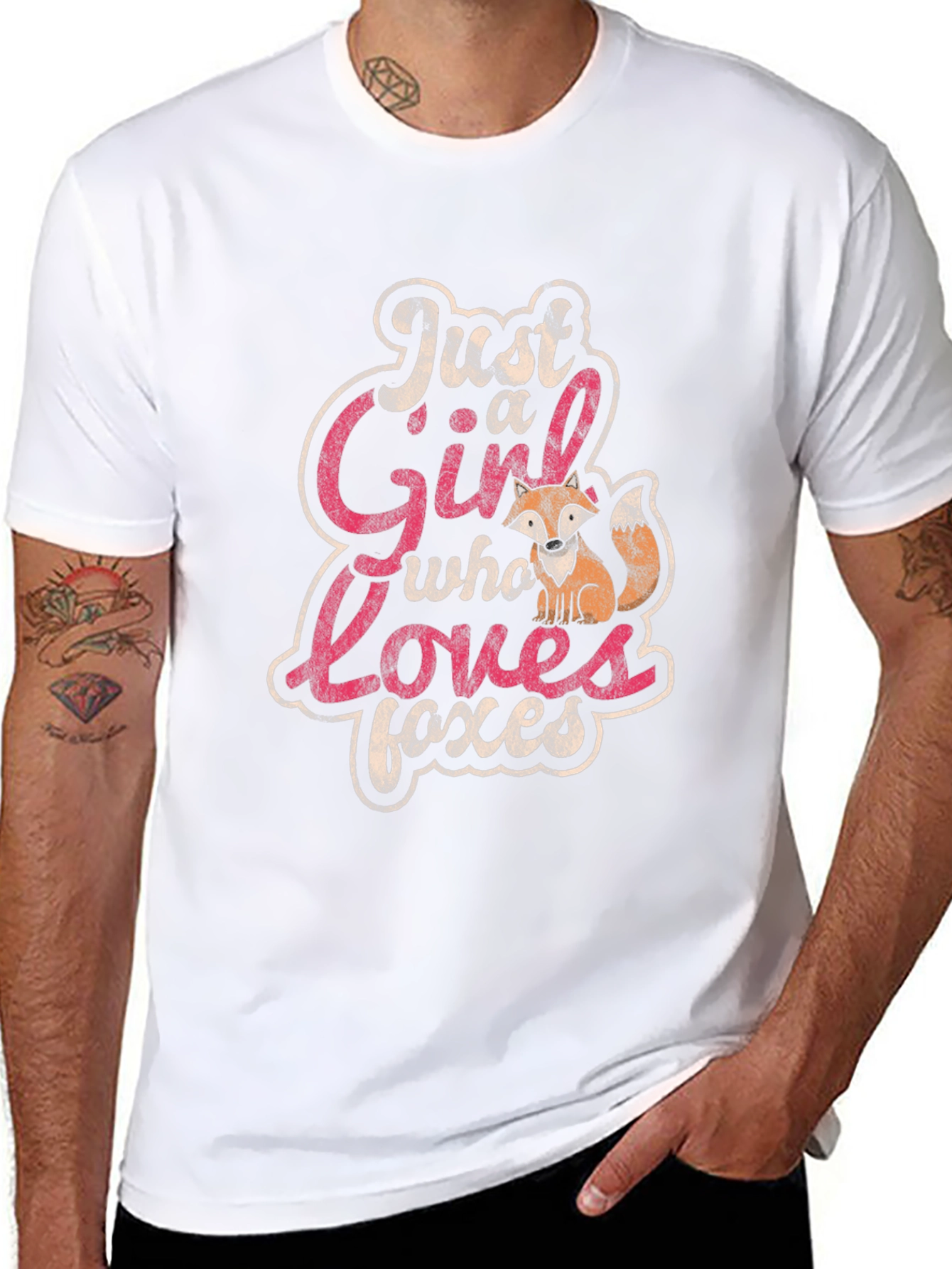Black Just a Girl Who Loves Foxes T-Shirt view 8