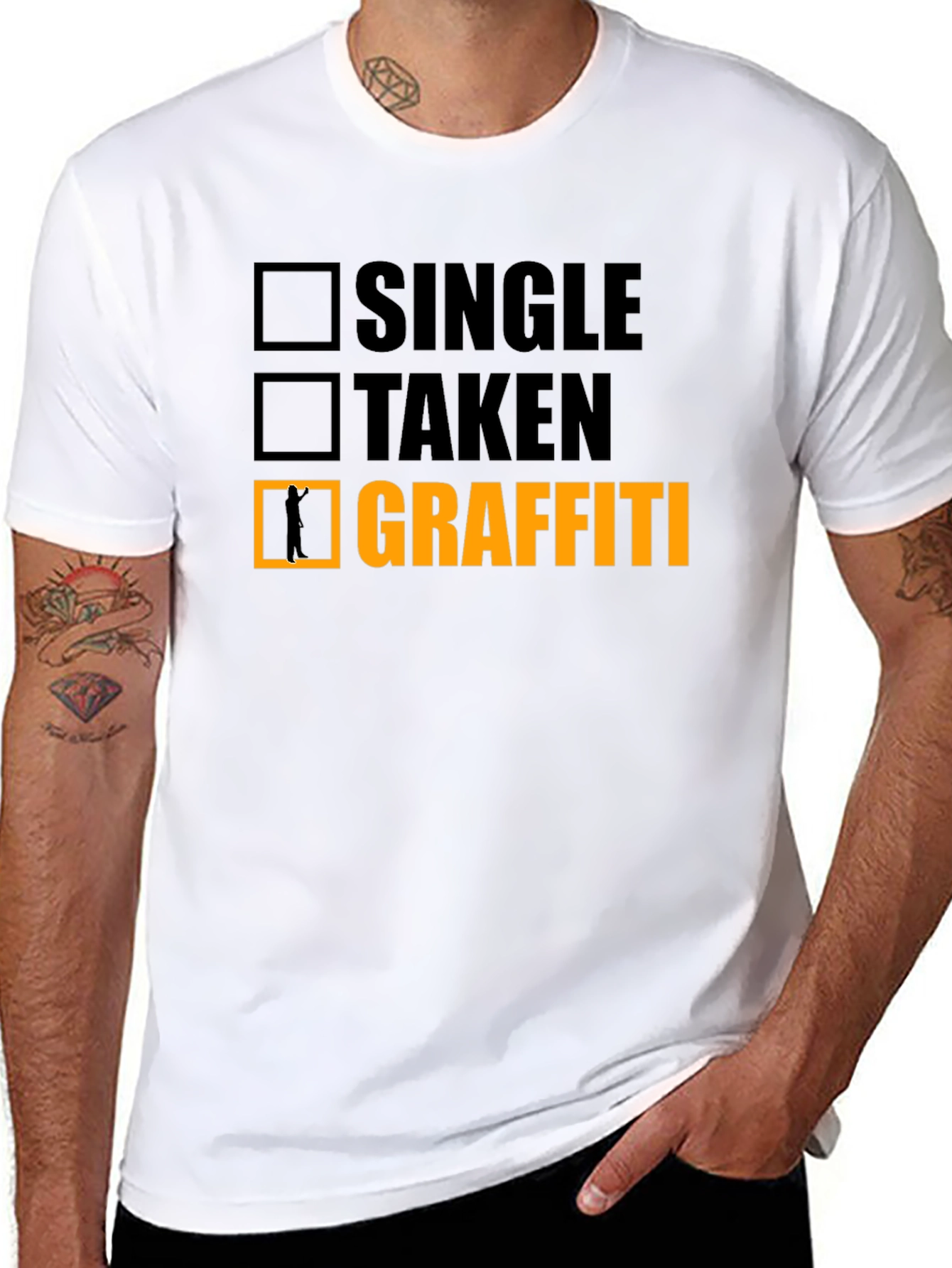 Black Single Taken Graffiti Funny T-Shirt view 8