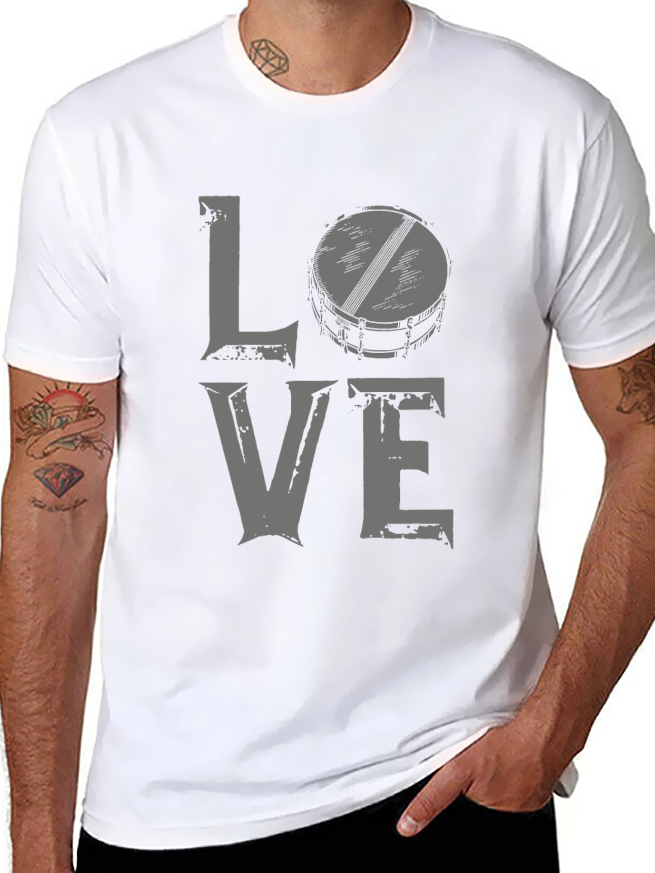 Black Love Drums Graphic Tee - Black Cotton Blend view 8