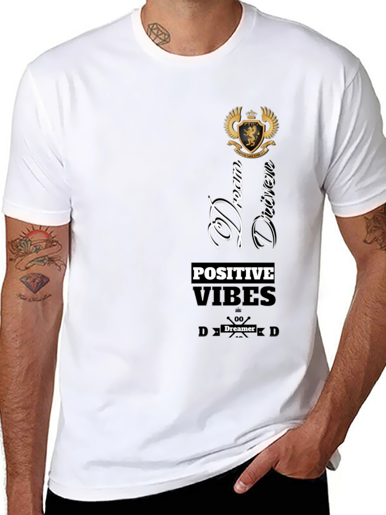 Black Dream Driven Positive Vibes Black Tee view 8