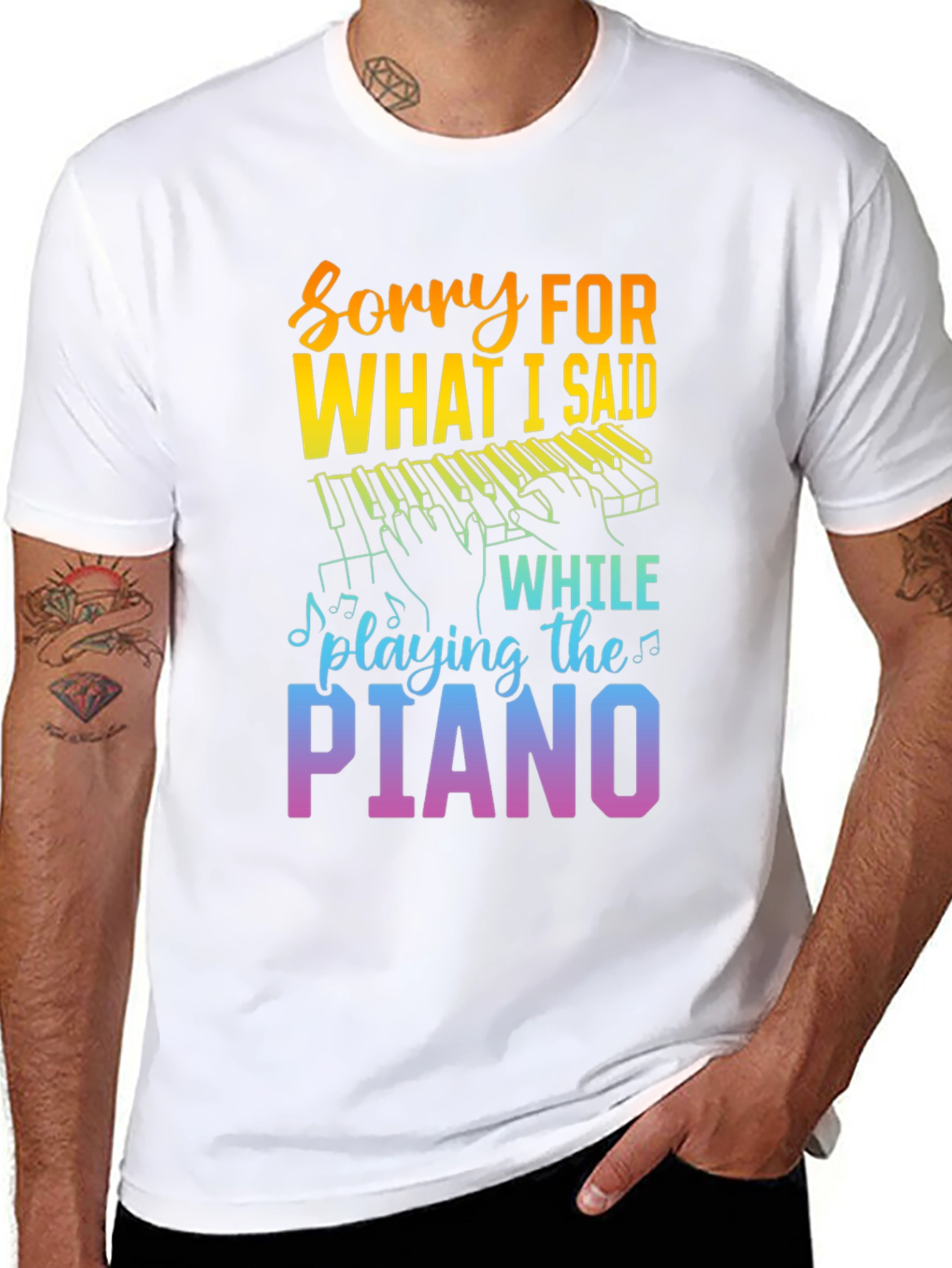 Black Sorry For What I Said Piano Player Graphic Tee view 8