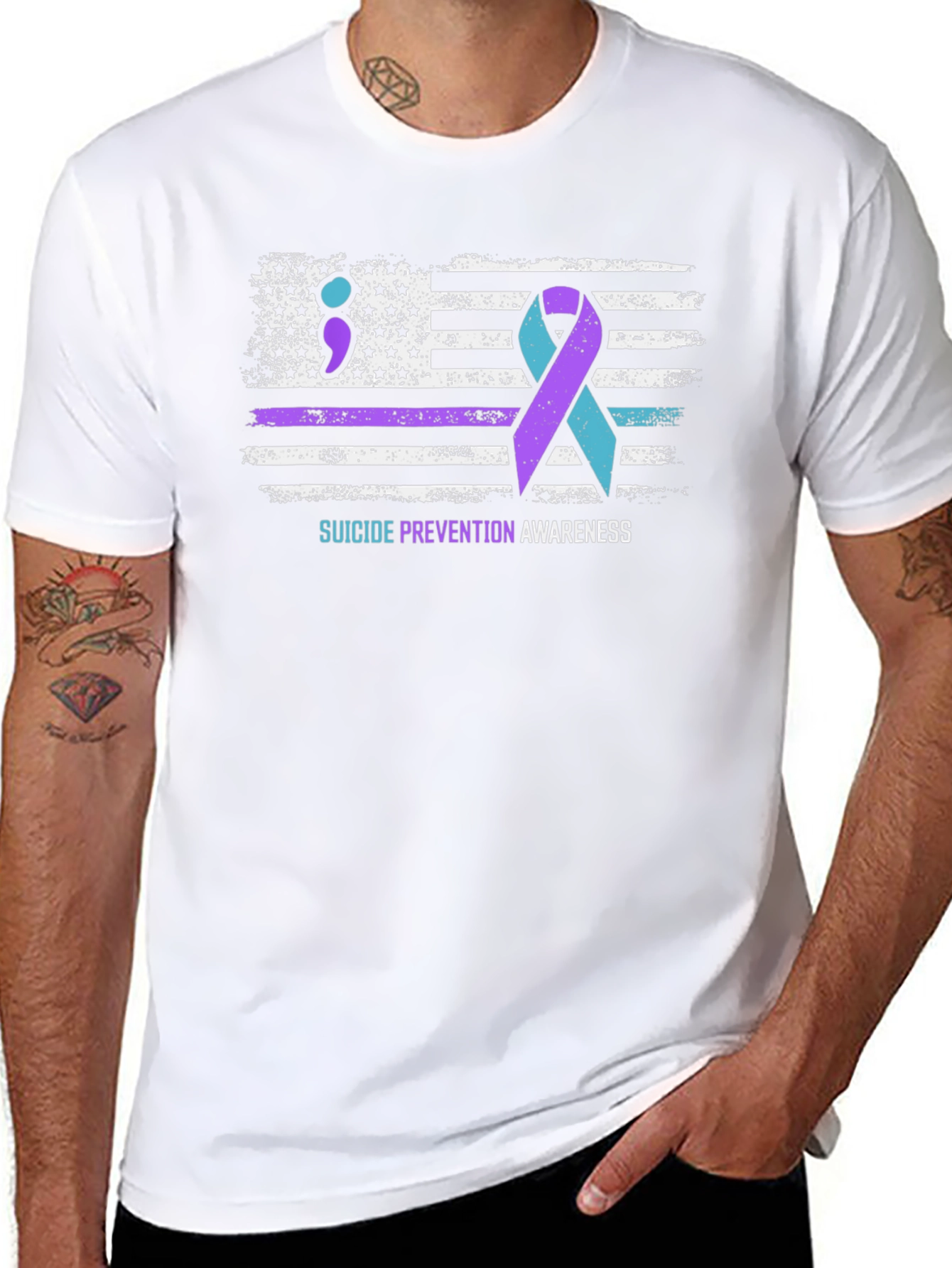 Black Suicide Prevention Awareness T-Shirt view 8