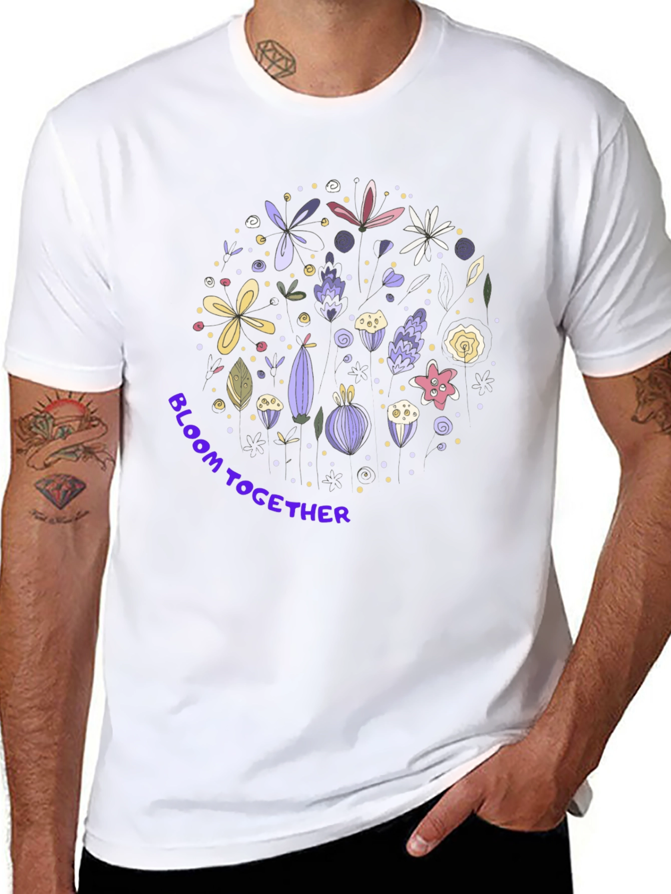 Black Bloom Together Graphic Tee - Stylish Floral Design view 8