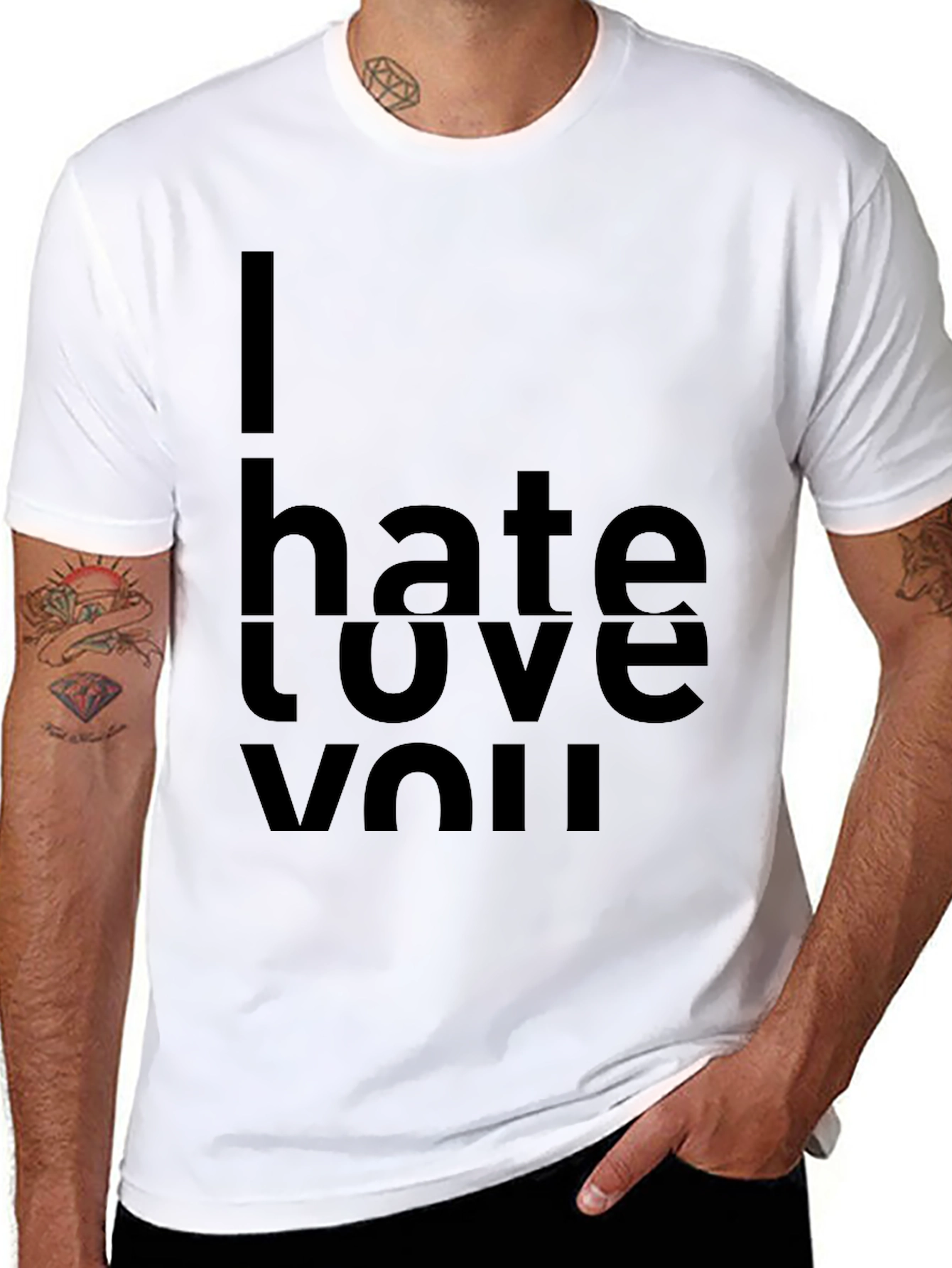 Black I Hate Love You Graphic Tee view 8