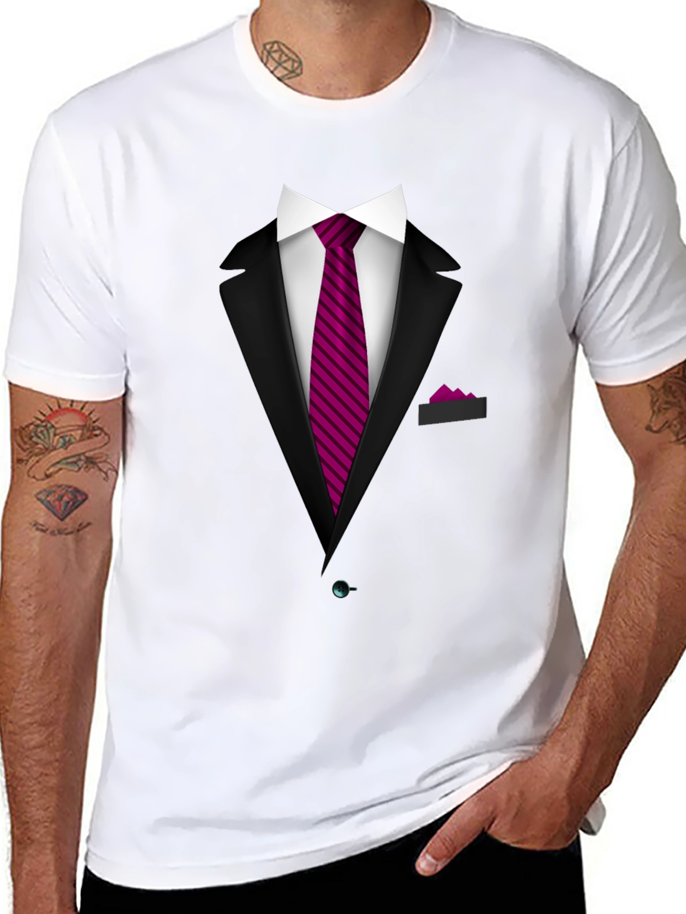 Black Suit & Tie Graphic Tee - Novelty T-Shirt view 8