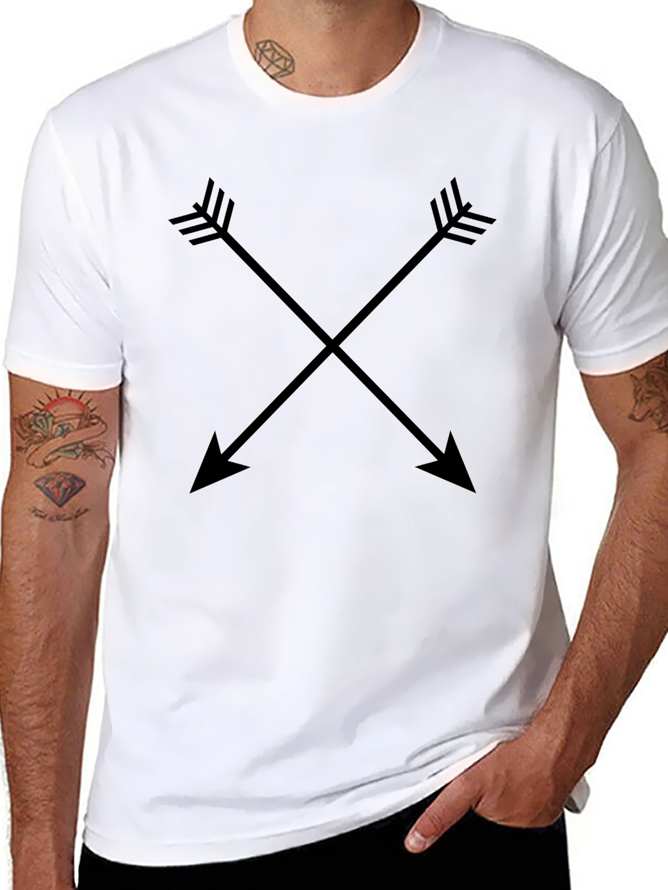 Black Men's Black Arrow Cross Graphic T-Shirt view 8
