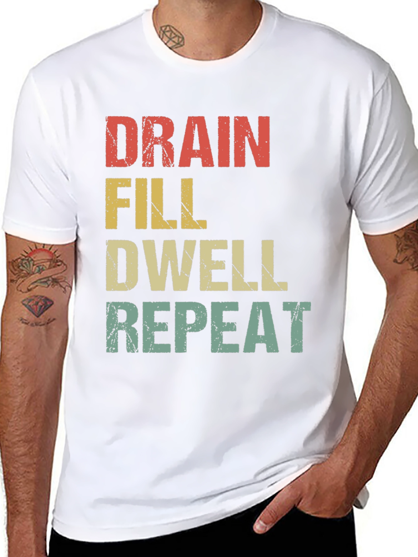 Black Drain, Fill, Dwell, Repeat Graphic T-Shirt view 8