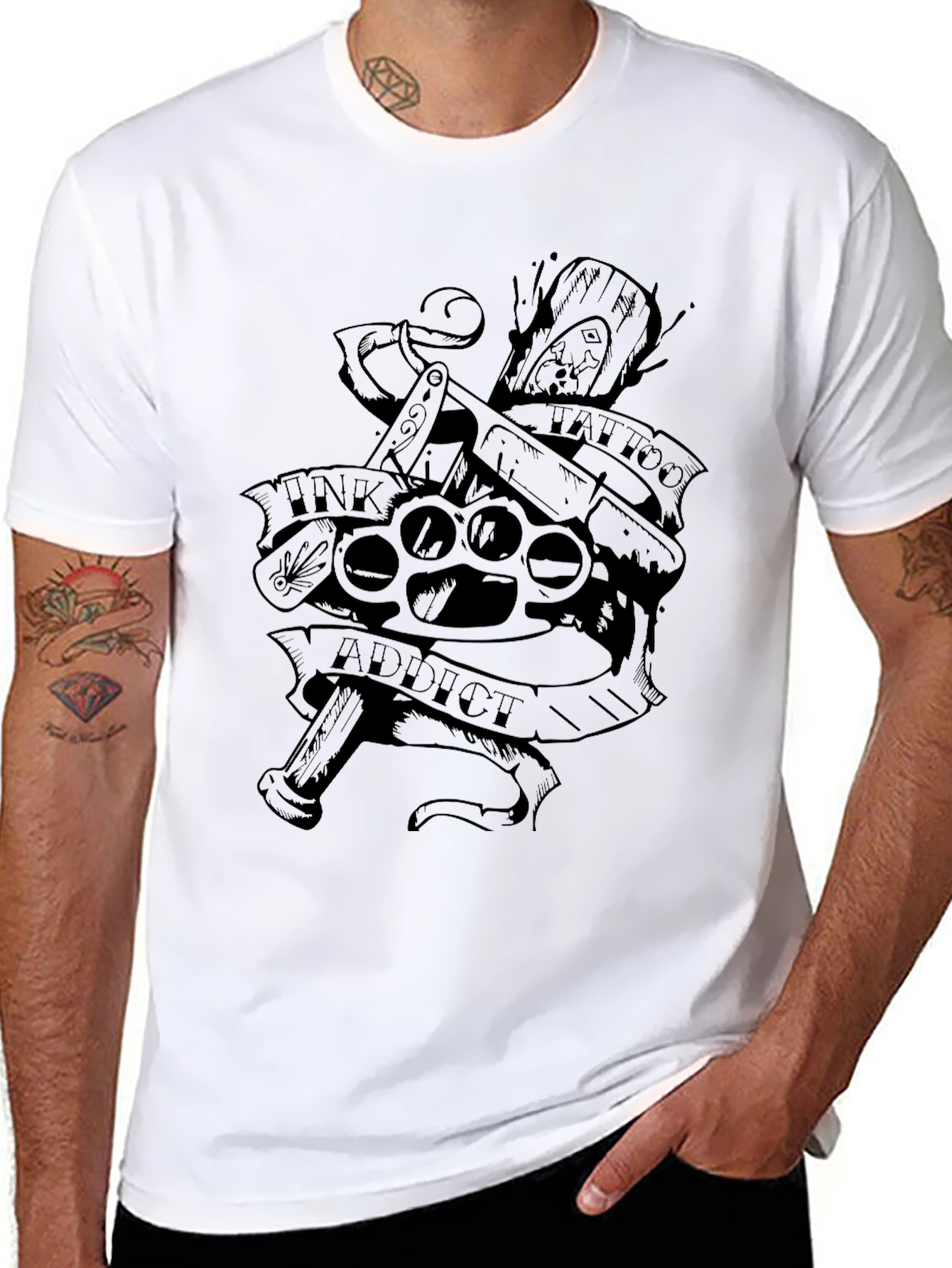 Ink Addict Tattoo T-Shirt - Black Graphic Tee - 8
