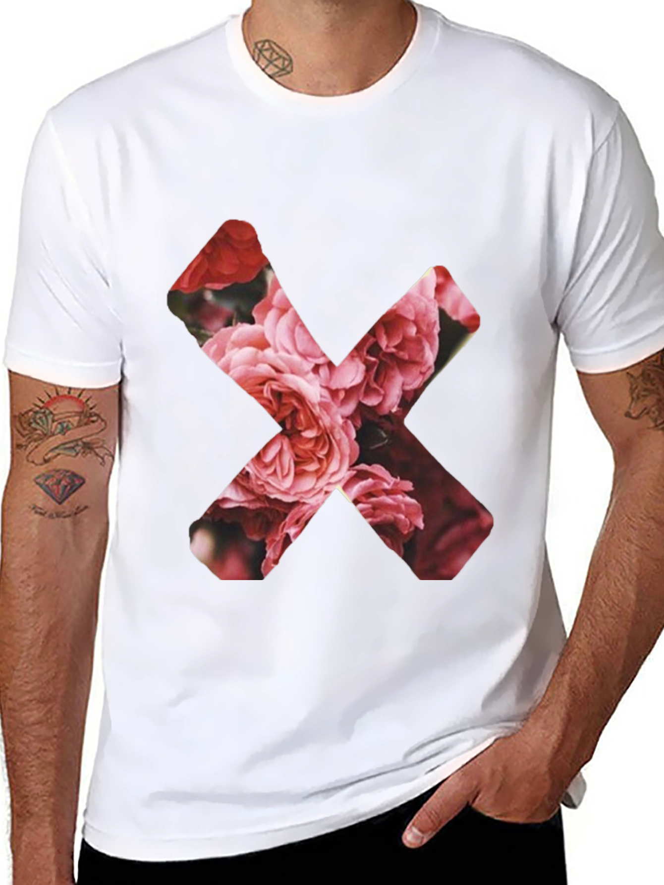 Black Floral X Graphic Black T-Shirt view 8