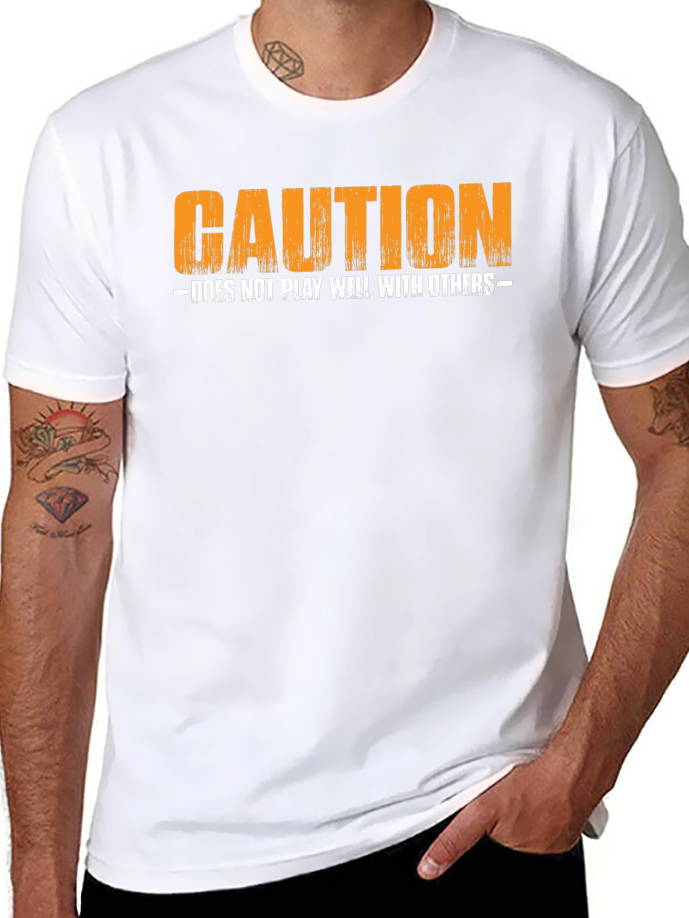 Black Caution: Does Not Play Well With Others T-Shirt view 8