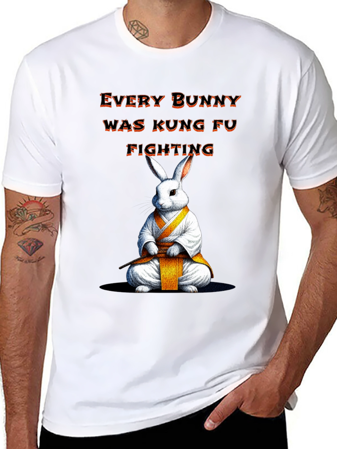 Black Kung Fu Bunny T-Shirt - Every Bunny Was Kung Fu Fighting view 8