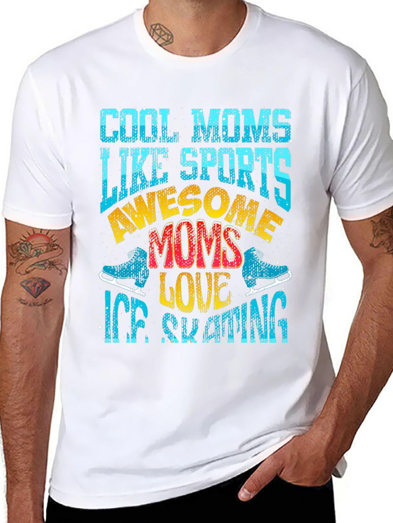 Black Cool Moms Ice Skating Graphic Tee view 8
