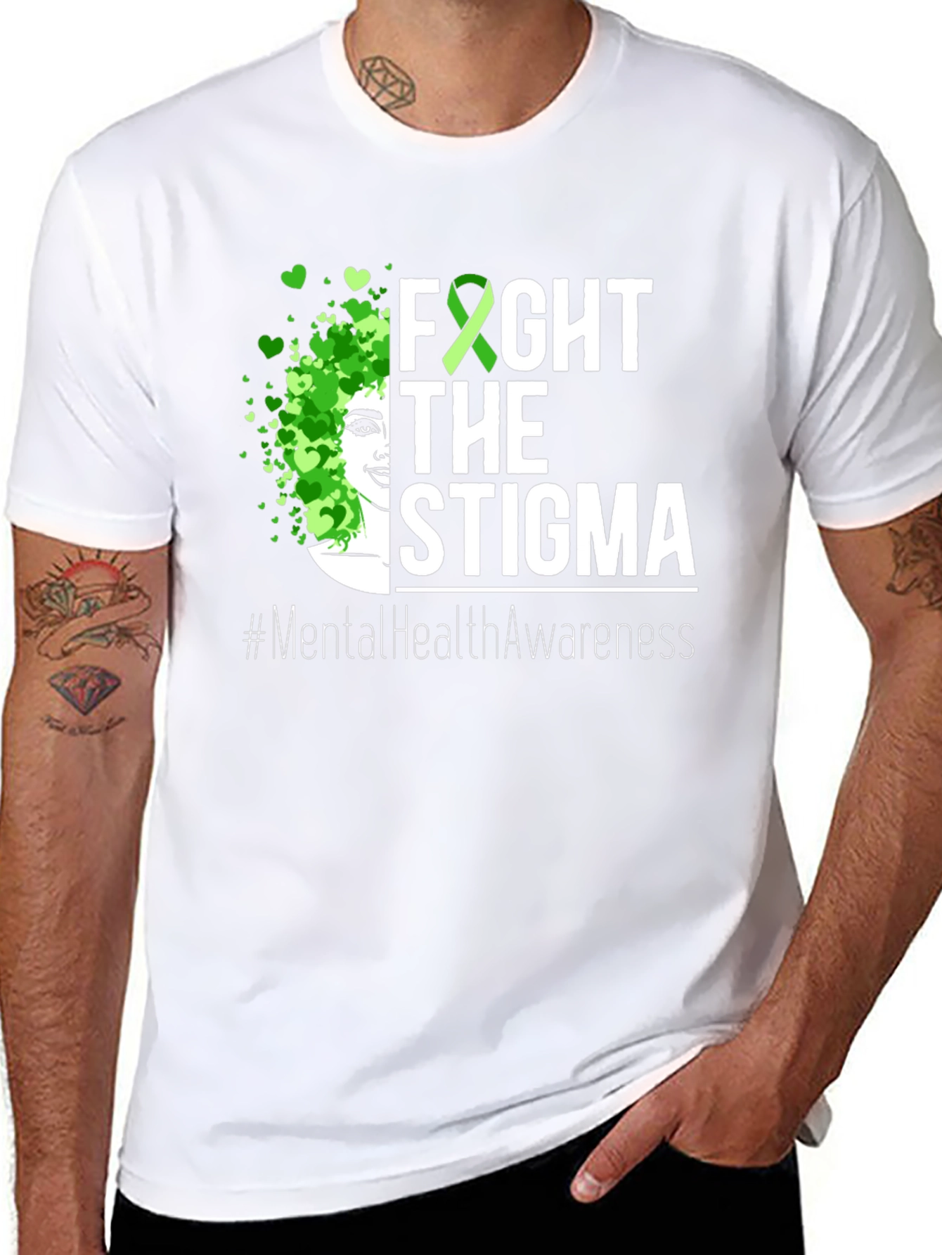 Black Fight the Stigma Mental Health Awareness Tee view 8