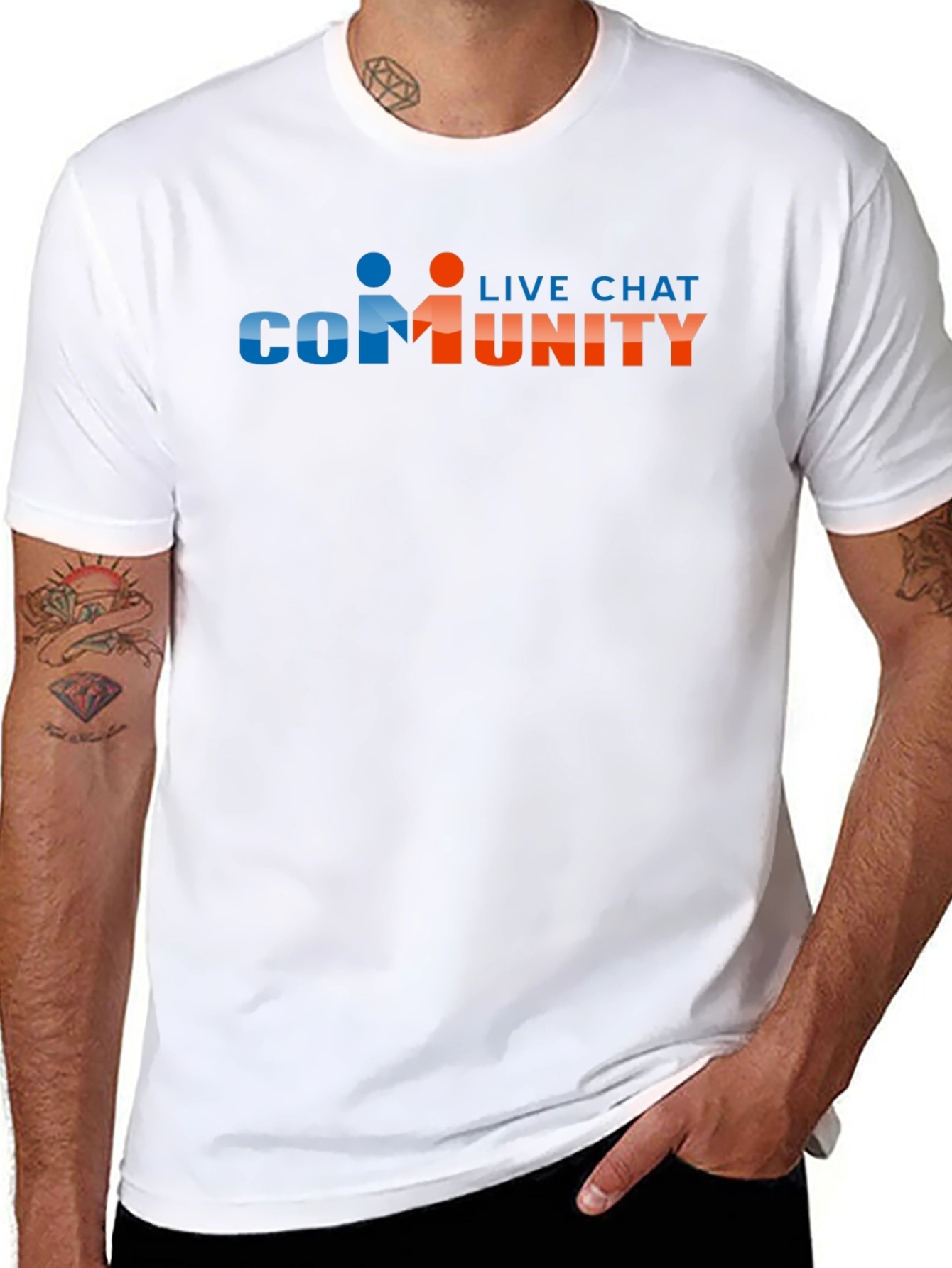Community Live Chat Graphic Black T-Shirt - 8