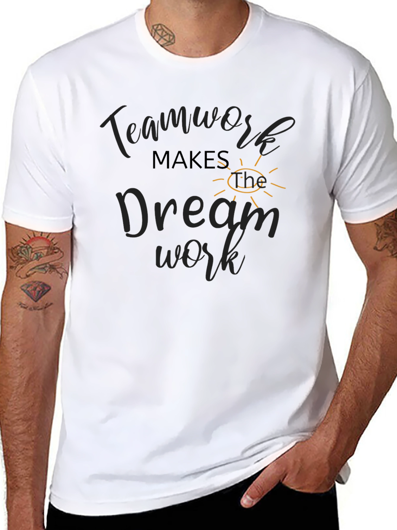 Black Teamwork Makes the Dream Work Graphic Tee view 8