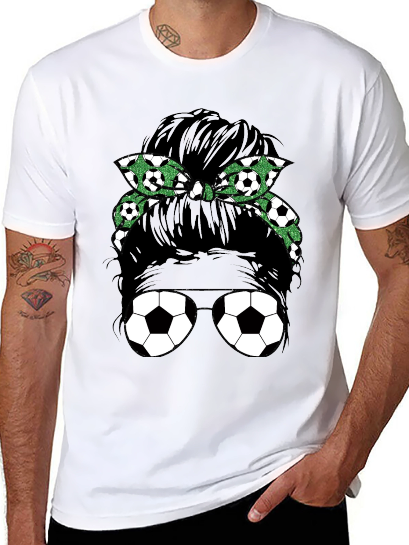Black Soccer Mom Messy Bun Graphic Tee - Black view 8
