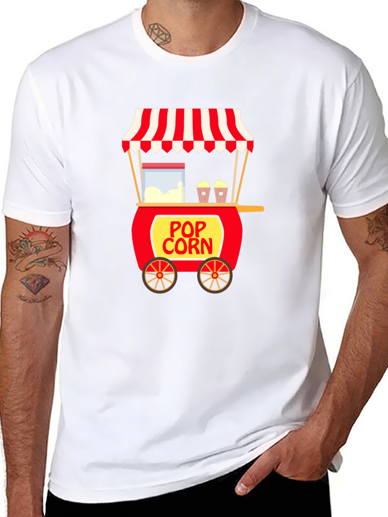 Black Popcorn Cart T-Shirt - Unique Foodie Tee view 8
