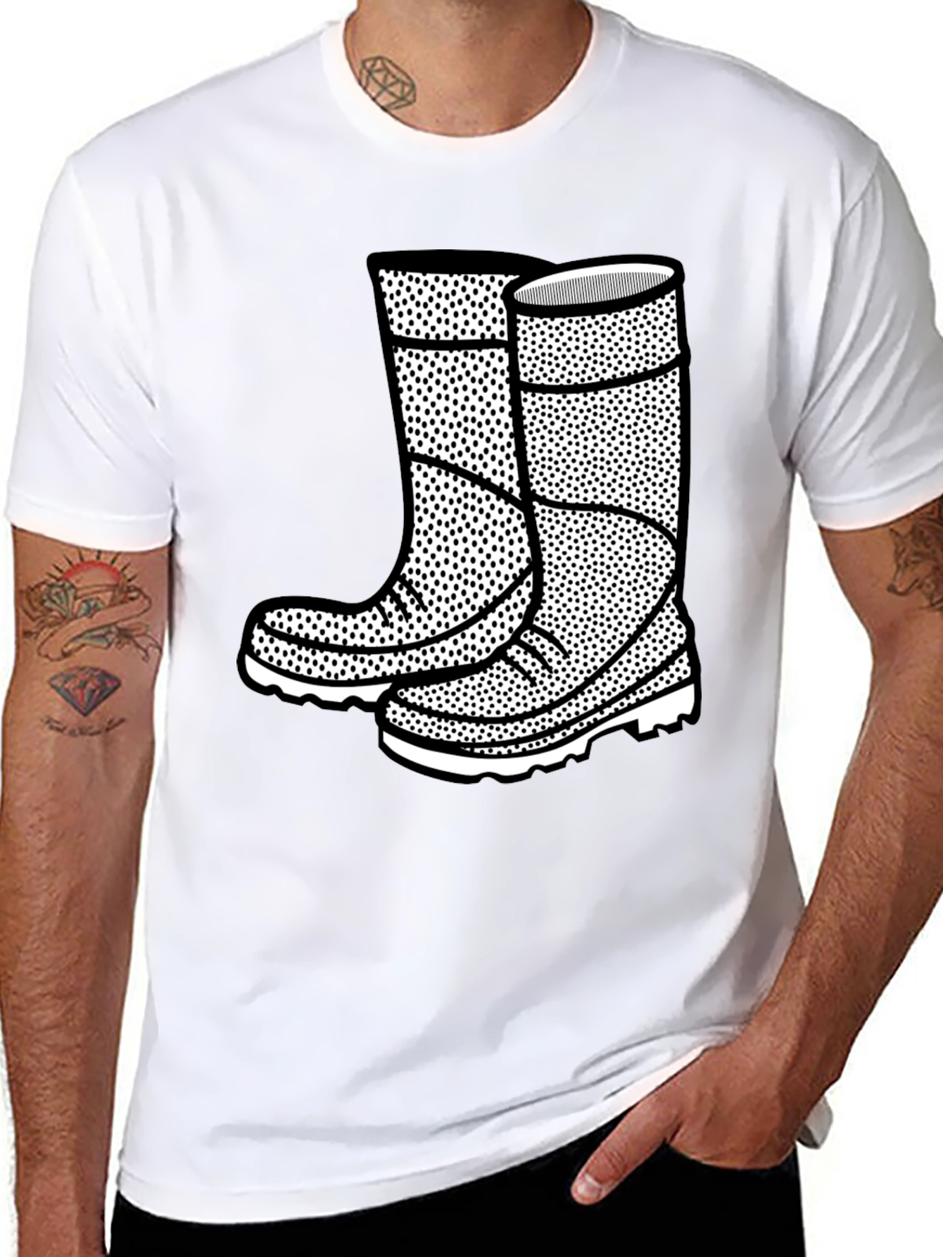Black Graphic Tee: Rain Boots Design view 8
