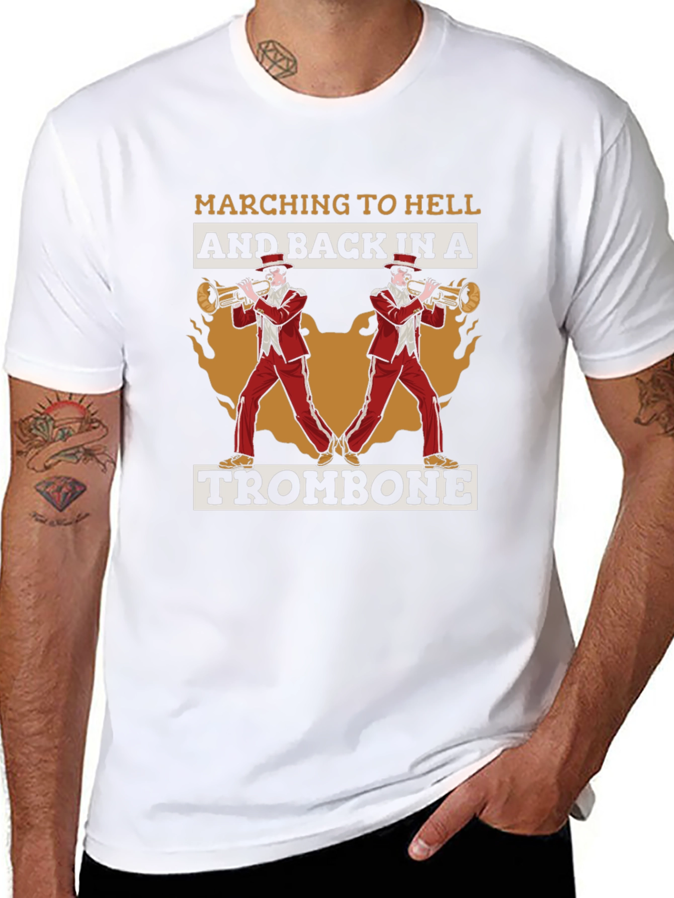 Black Marching To Hell Trombone T-Shirt view 8