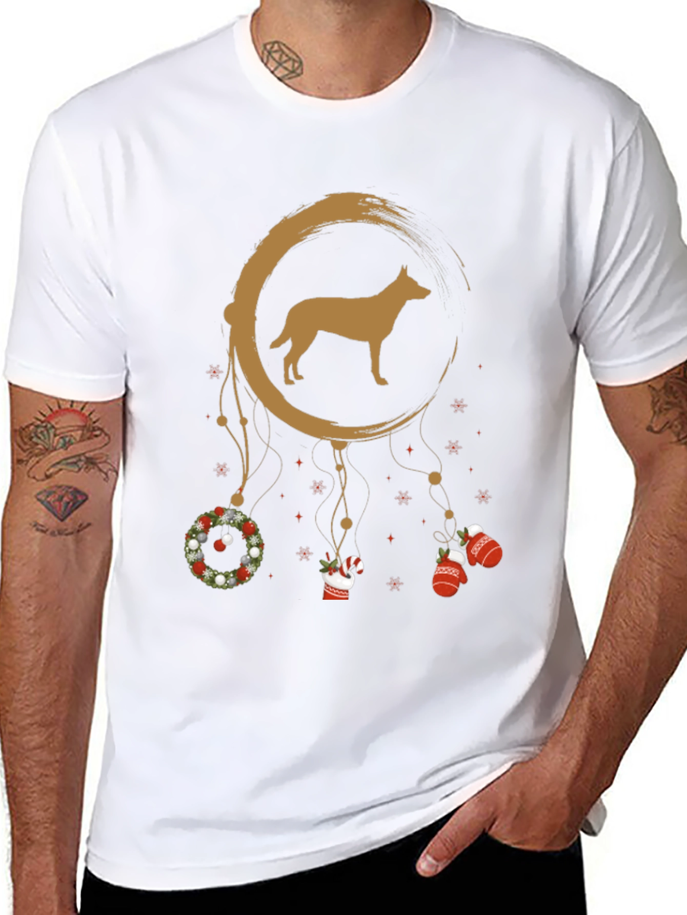 Black Dog Breed Christmas Dreamcatcher T-Shirt view 8
