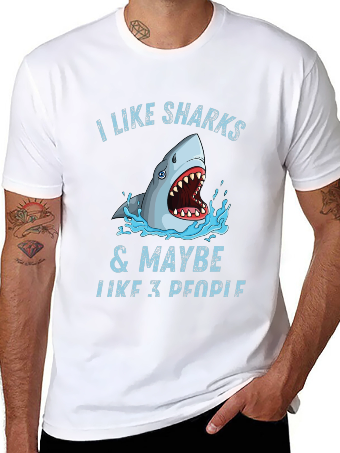 Black I Like Sharks & Maybe 3 People Graphic Tee view 8