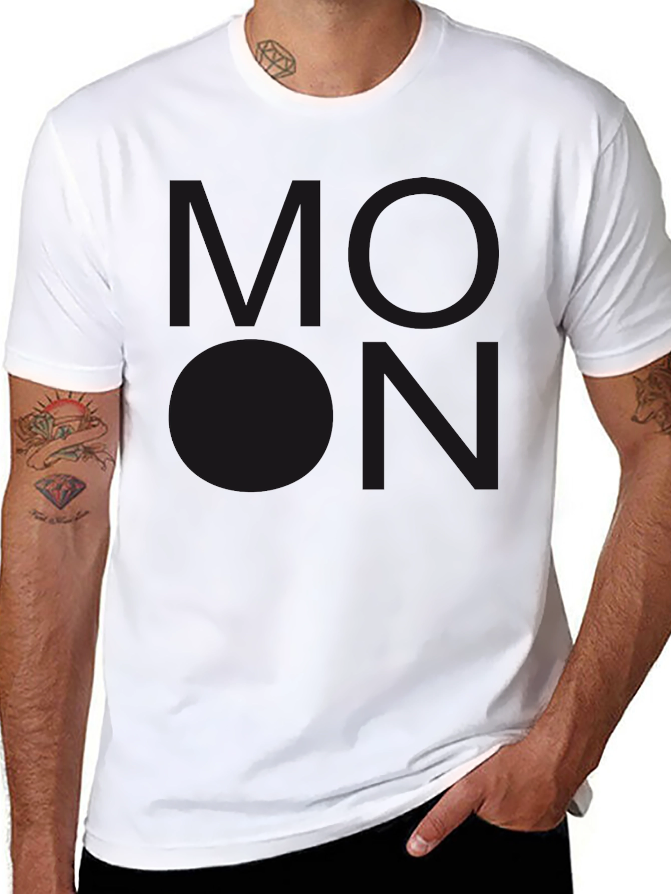 Black Men's Black T-Shirt with Subdued Graphic Print view 8