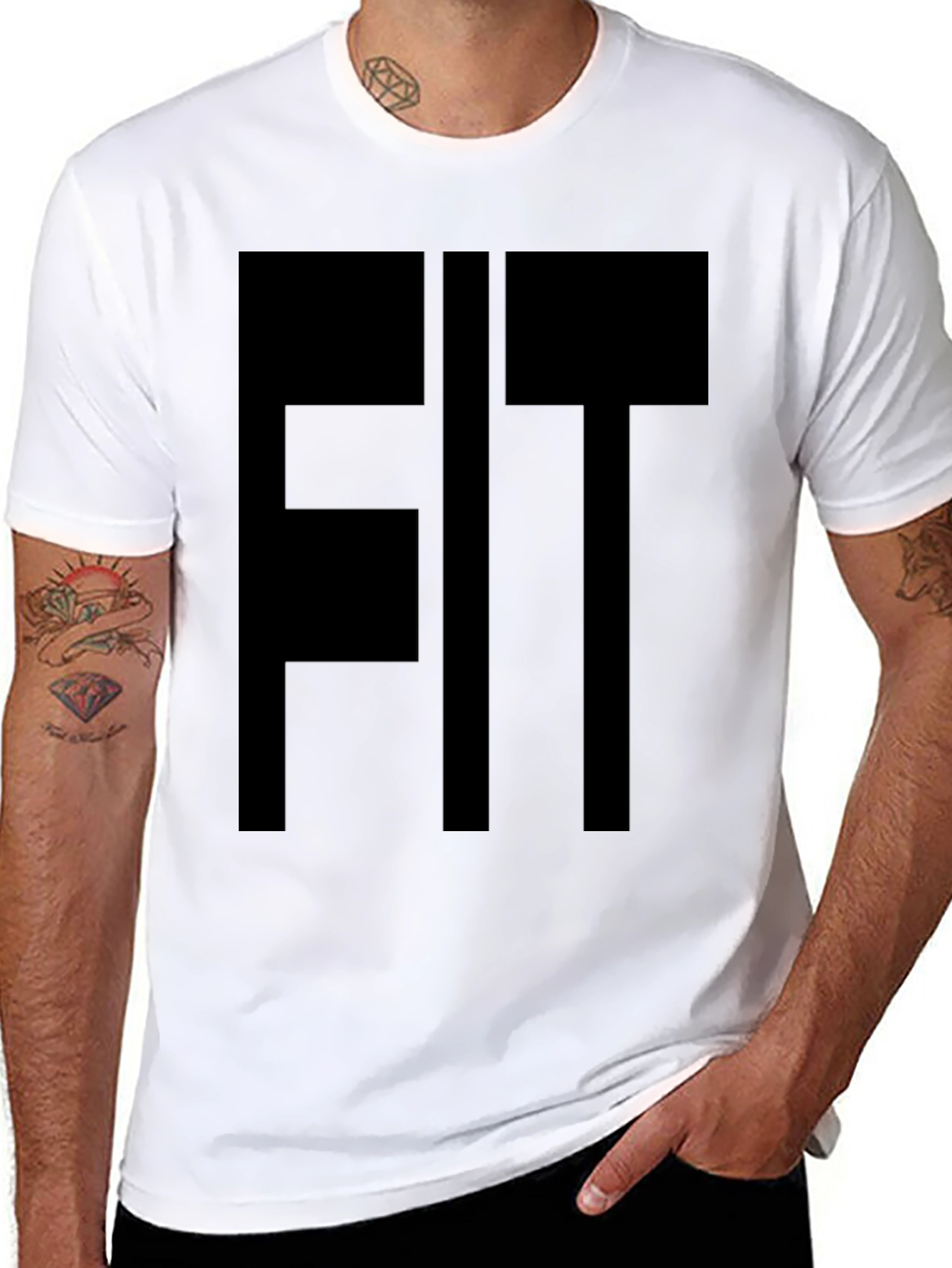 Black FIT Graphic Tee - Black Cotton Blend view 8