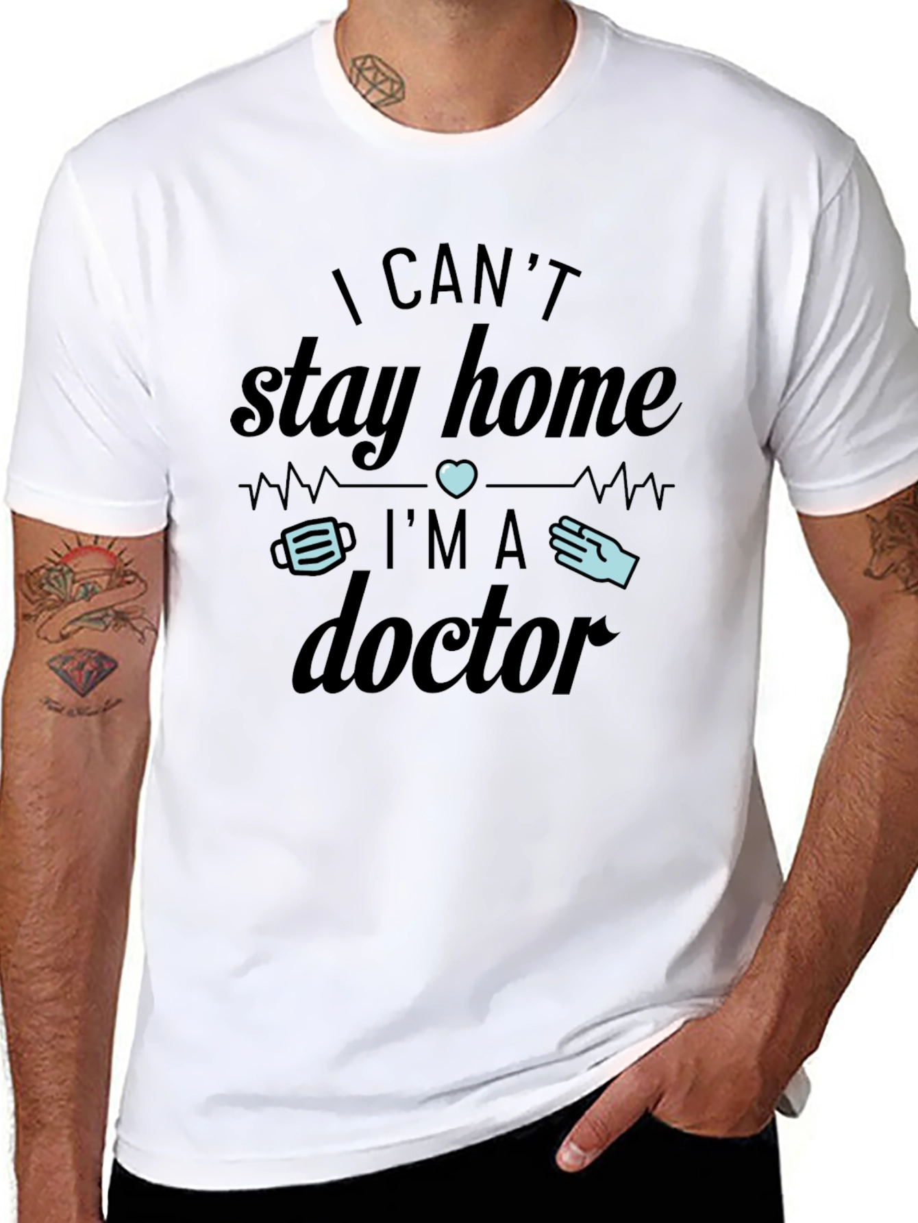 Black I Can't Stay Home I'm A Doctor T-Shirt view 8