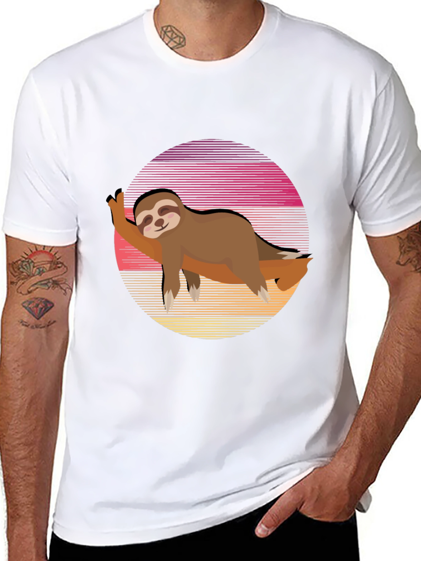 Black Sloth Sunset Graphic Tee - Relaxed Style view 8