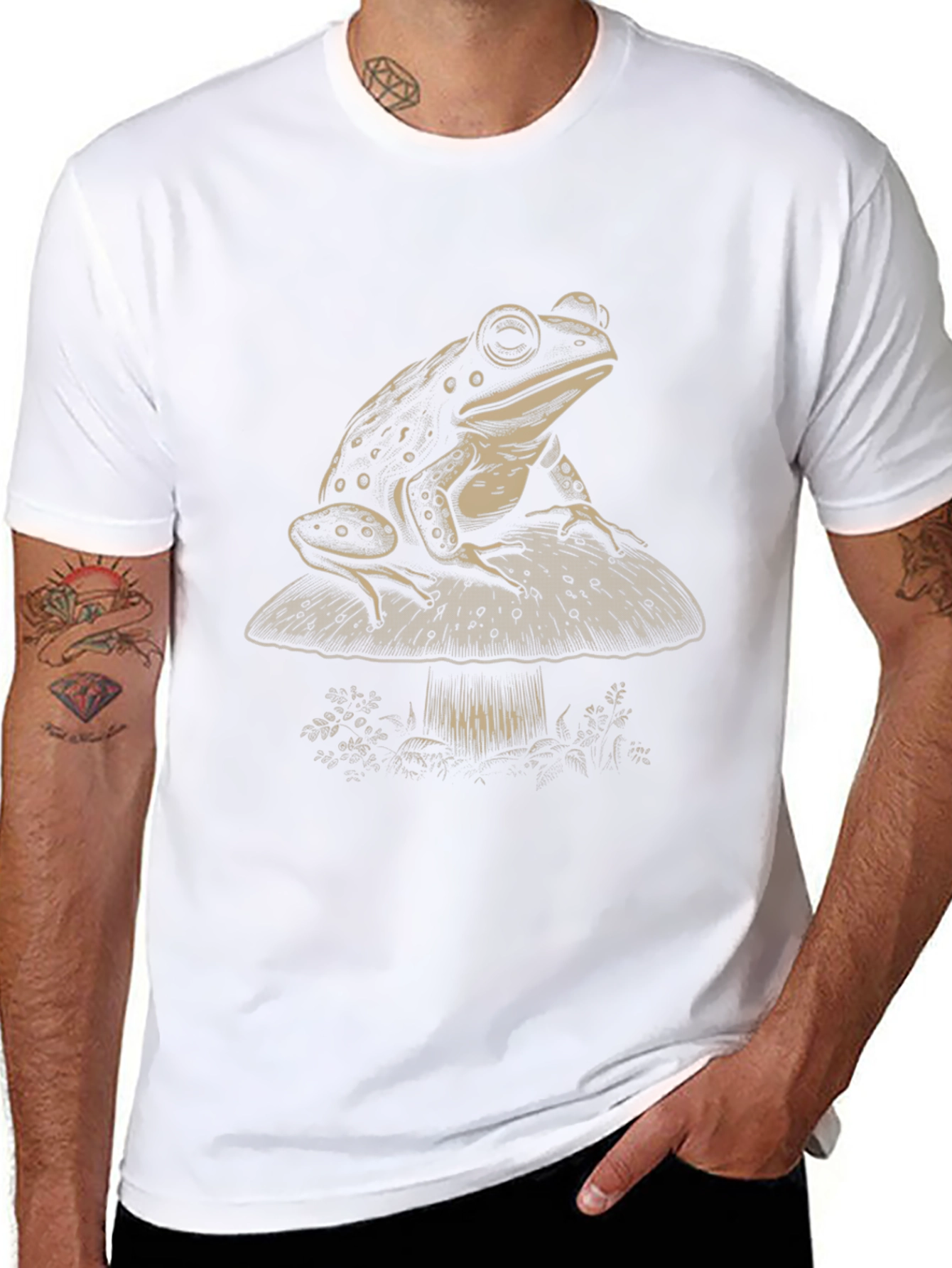 Black Frog on Mushroom Graphic T-Shirt view 8