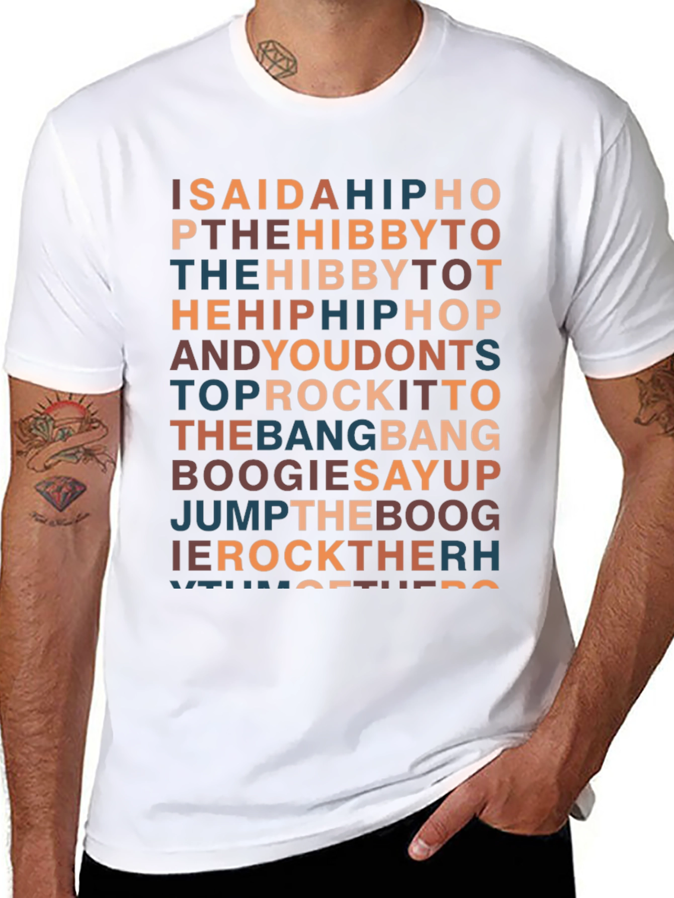 Black Retro Hip Hop Lyric T-Shirt view 8