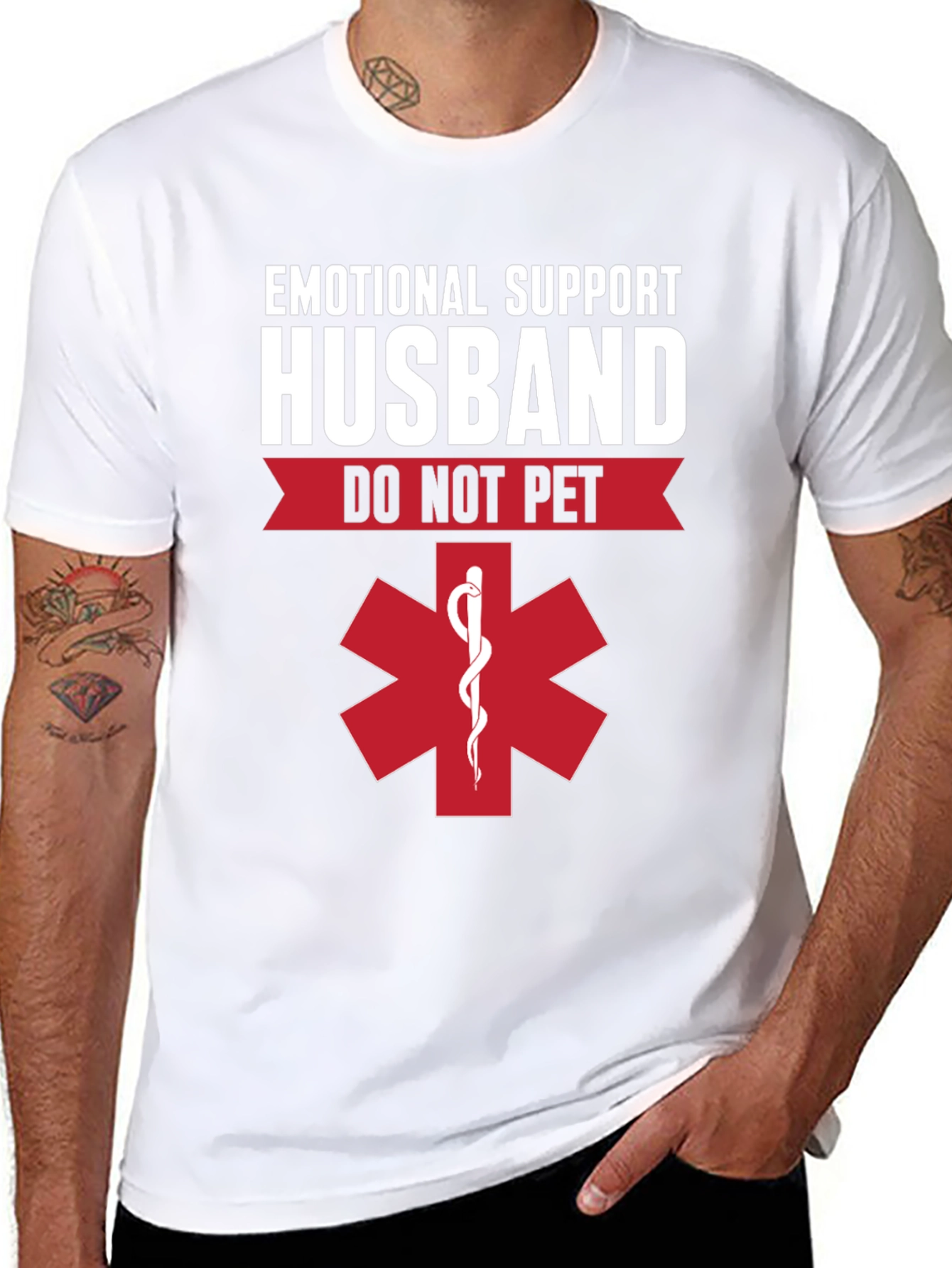 Black Emotional Support Husband T-Shirt - Do Not Pet view 8
